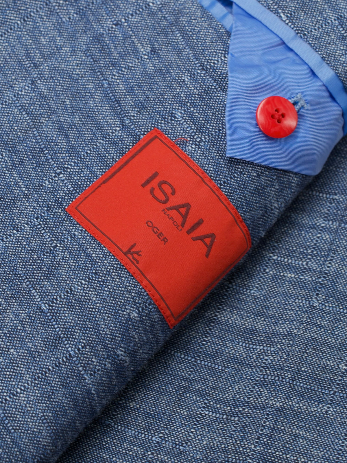 Isaia Light Blue Wool, Silk & Linen Pinpoint Summer Jacket