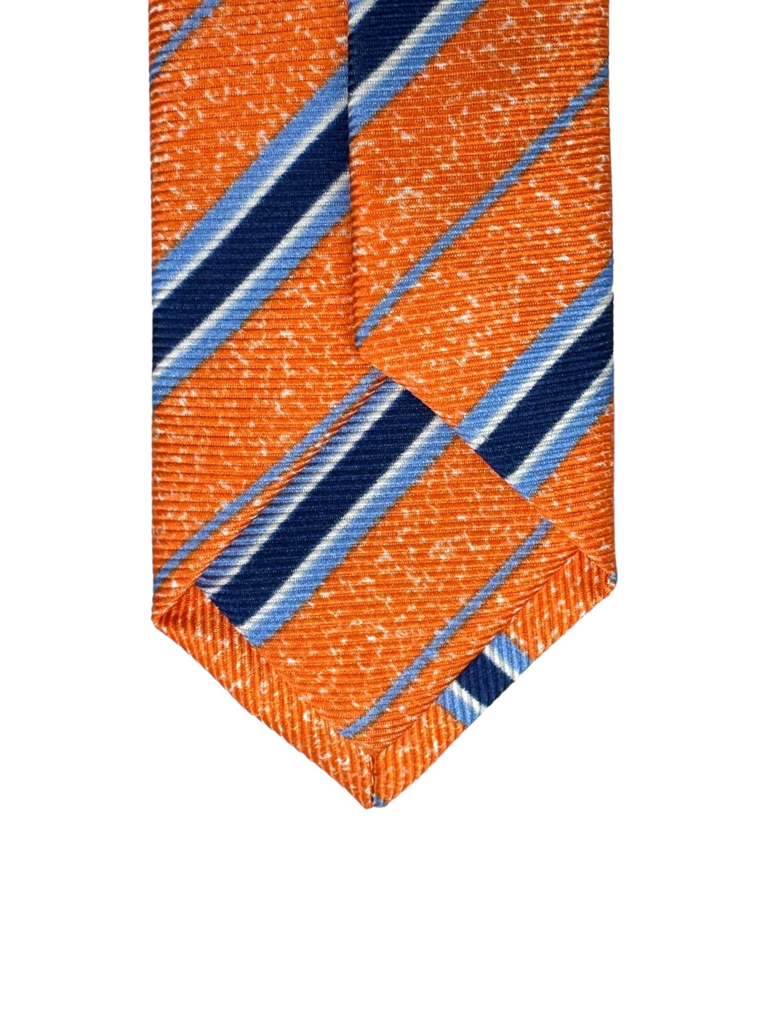 Kiton 7-Fold Orange and Blue Stripe Tie