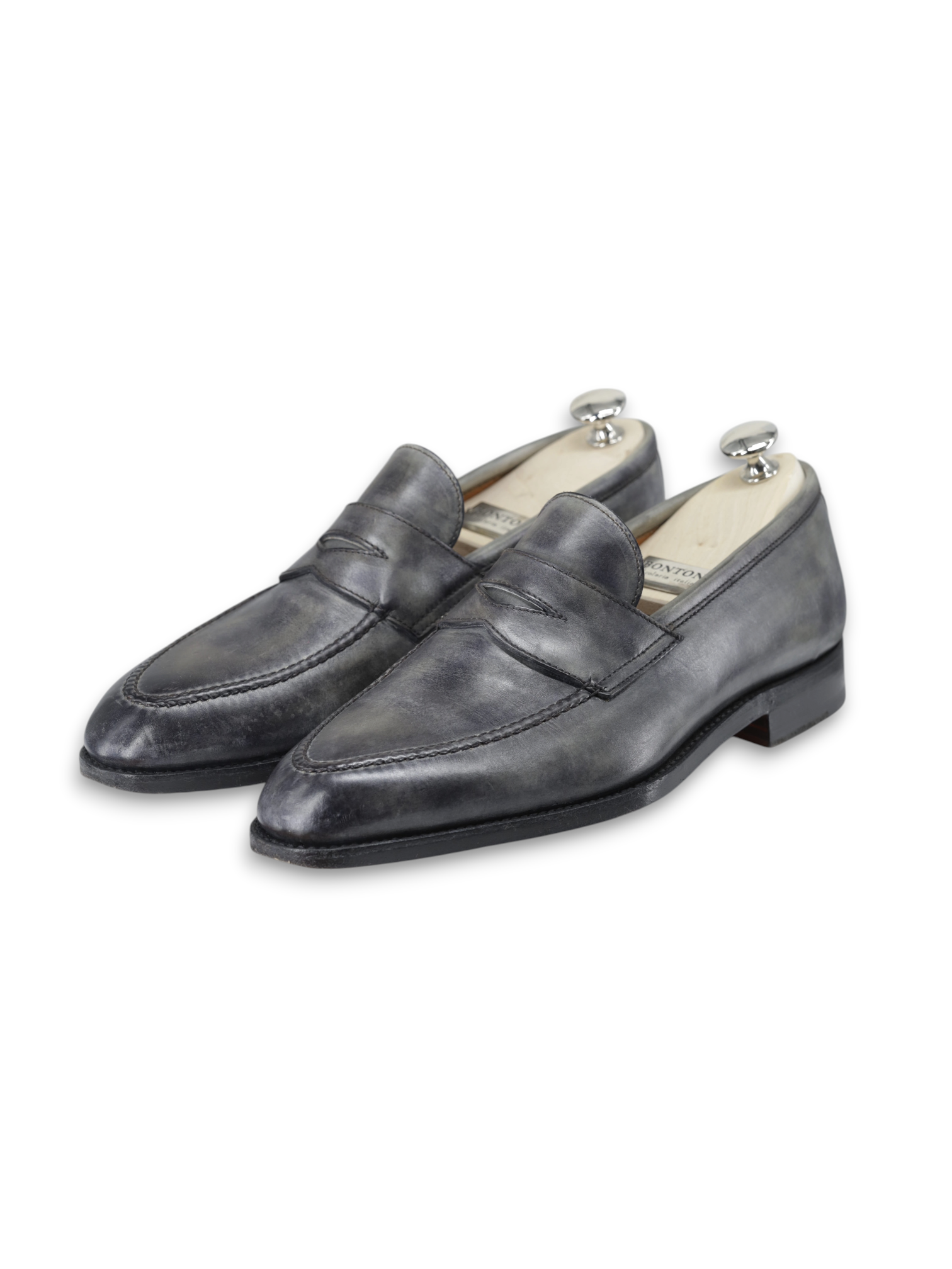 Bontoni Grey Museum-Calf Principe Penny Loafer + Crocodile Belt