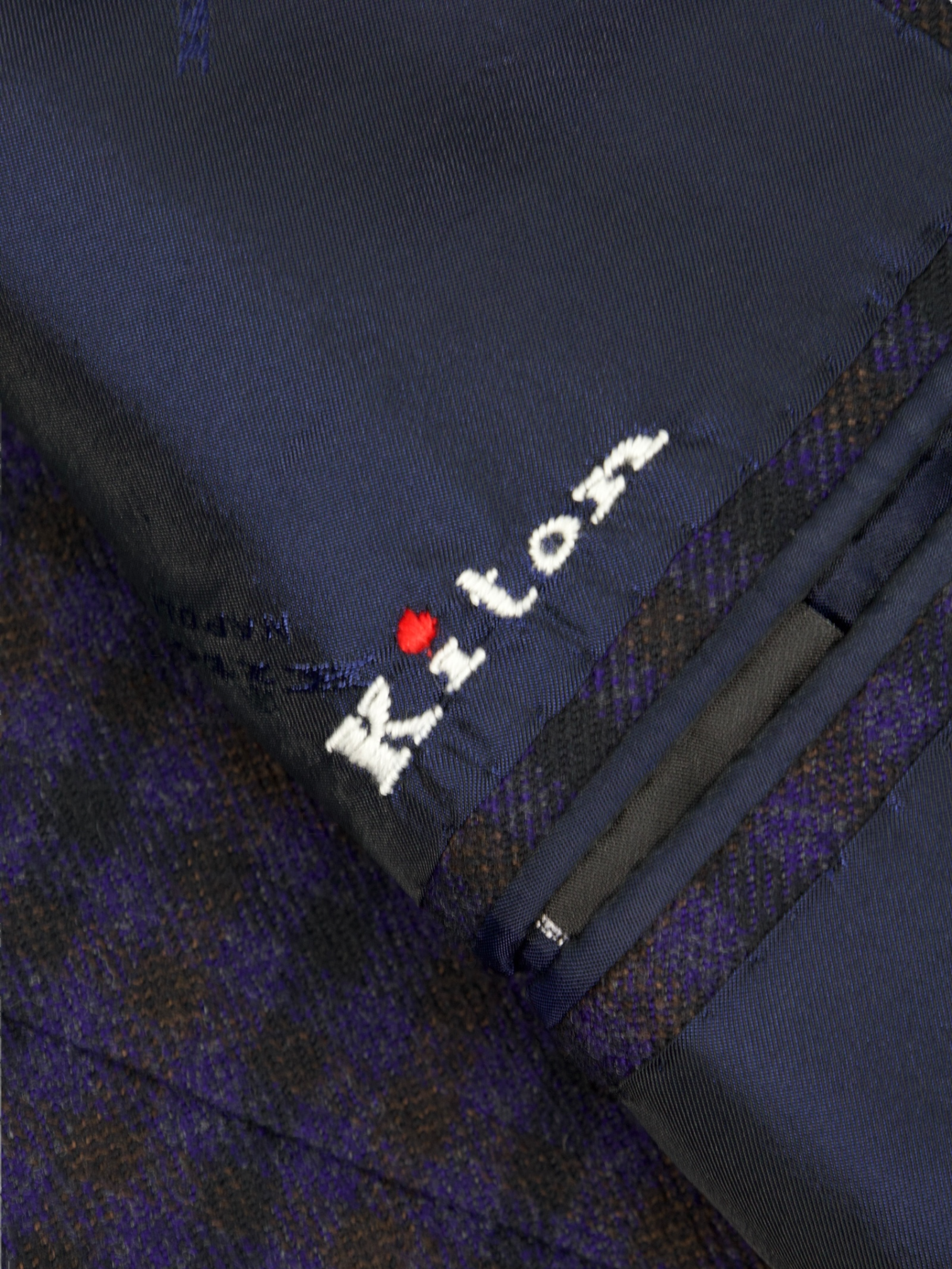 Kiton Dark Purple Woollen Gingham Winter Jacket