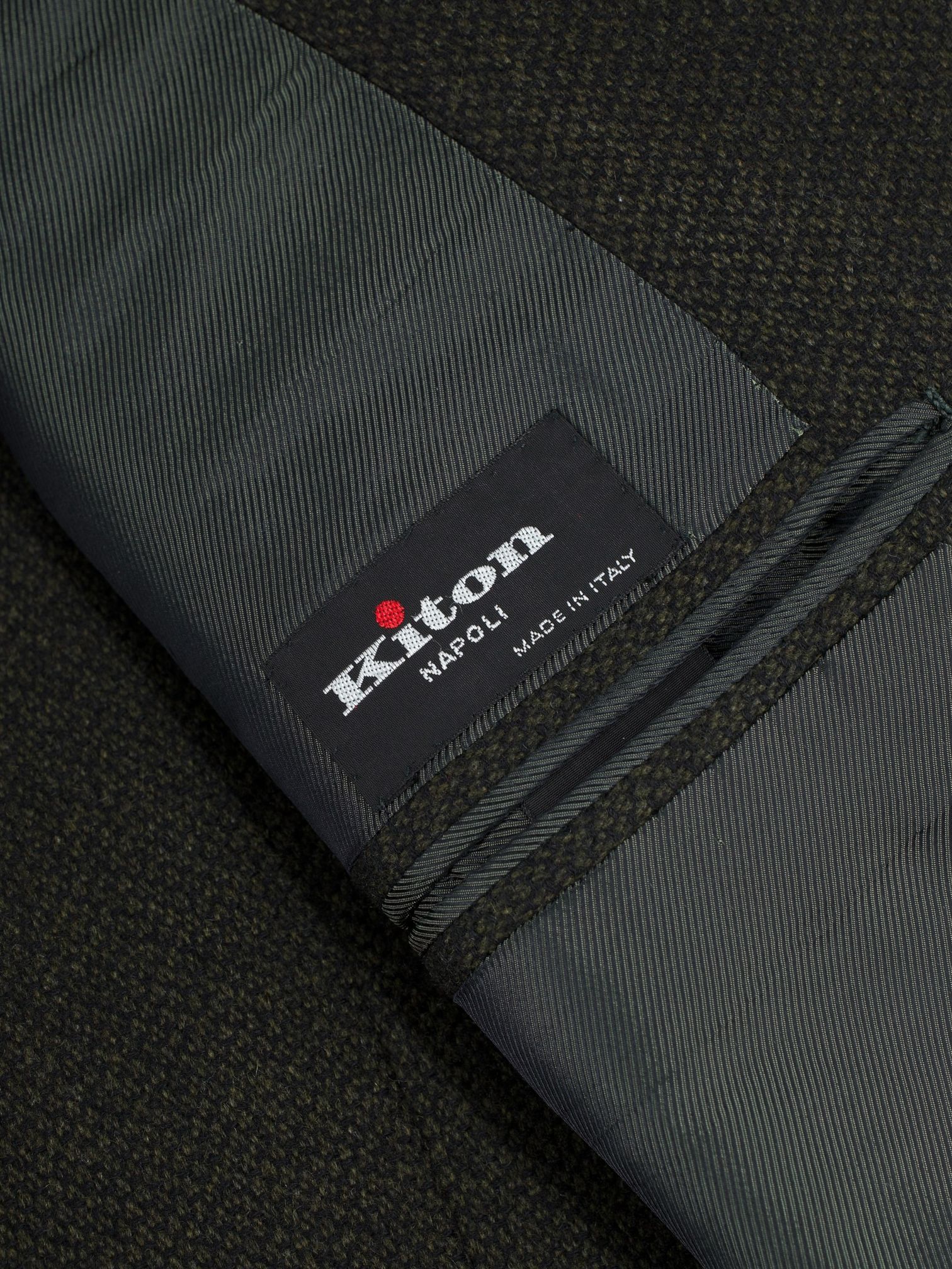 Kiton Dark Green Pure-Cashmere Micro-Pattern Jacket