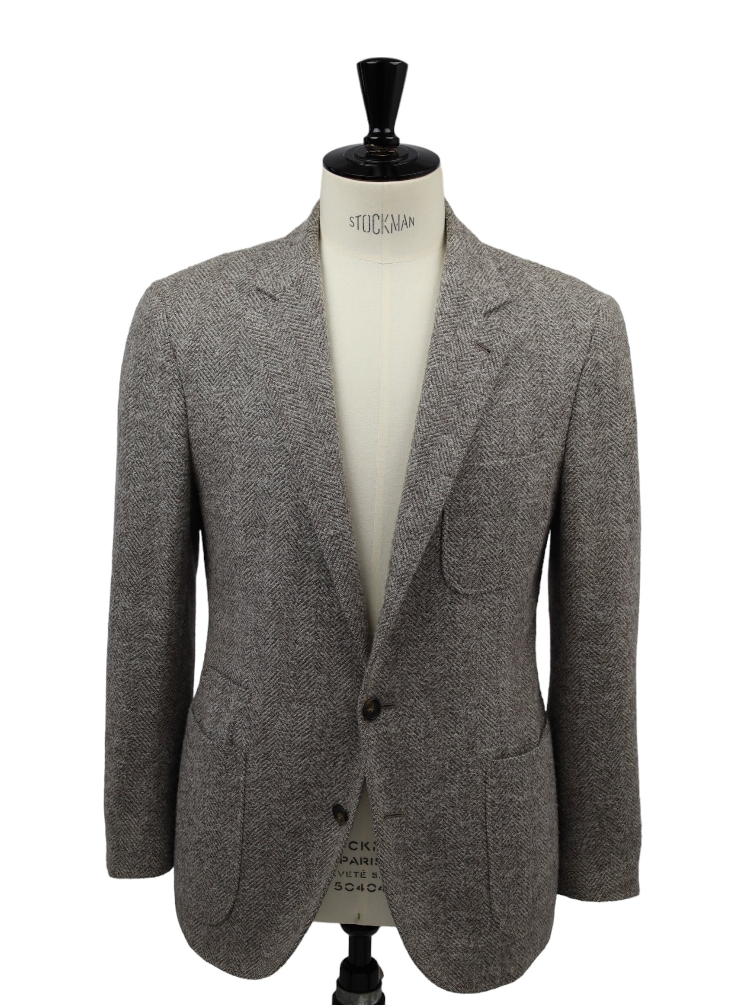 Brunello Cucinelli Taupe Wool, Alpaca & Cashmere Herringbone Jacket
