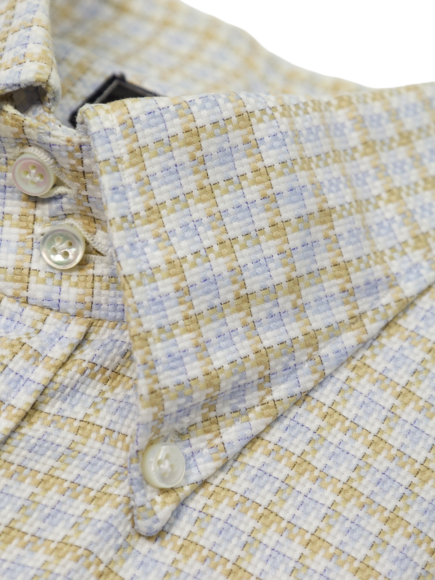 Luigi Borrelli Ice Blue Gingham-Check Micro-Pattern Shirt