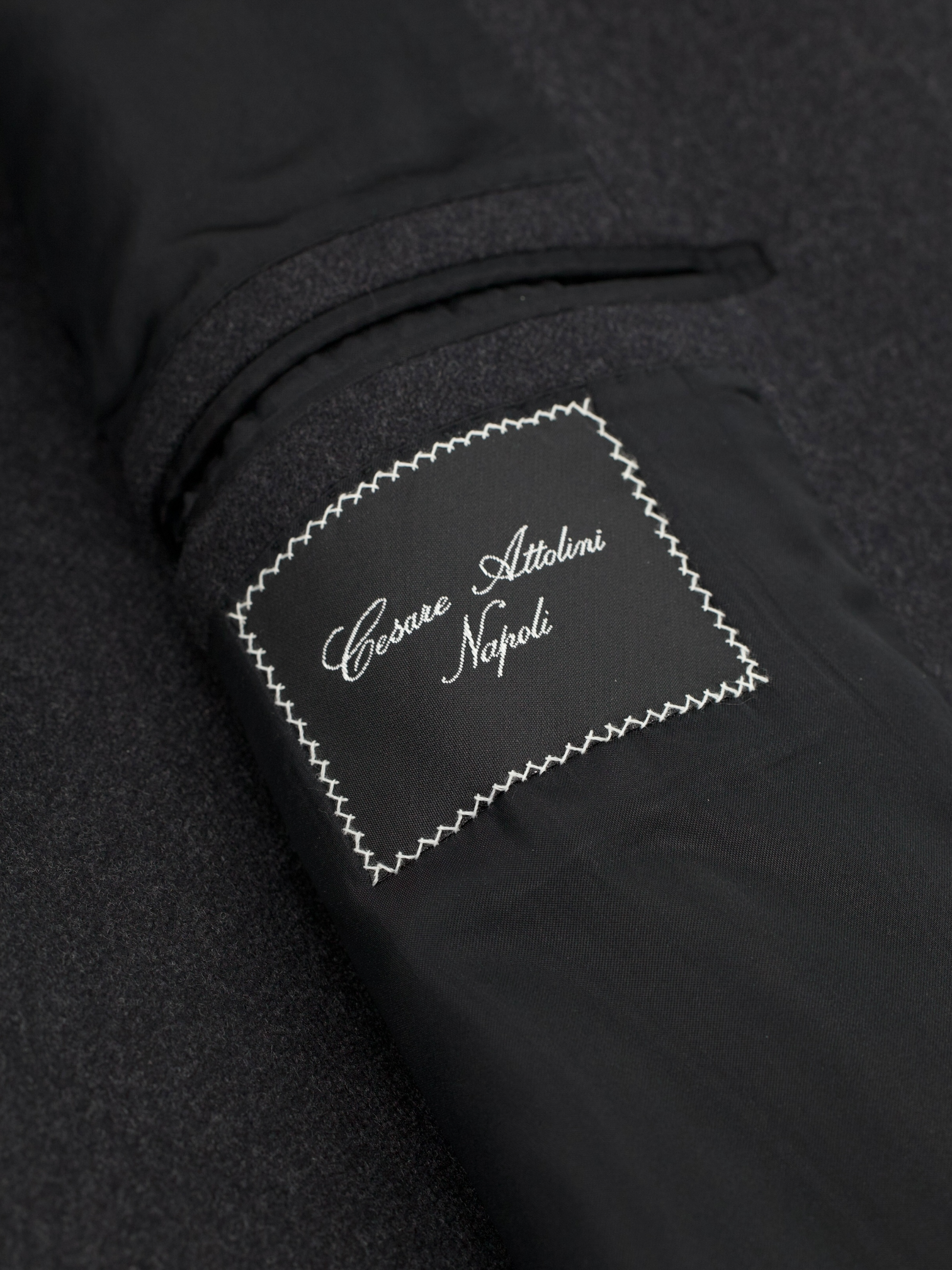 Cesare Attolini Anthracite Super 150’s & Cashmere Twill Overcoat