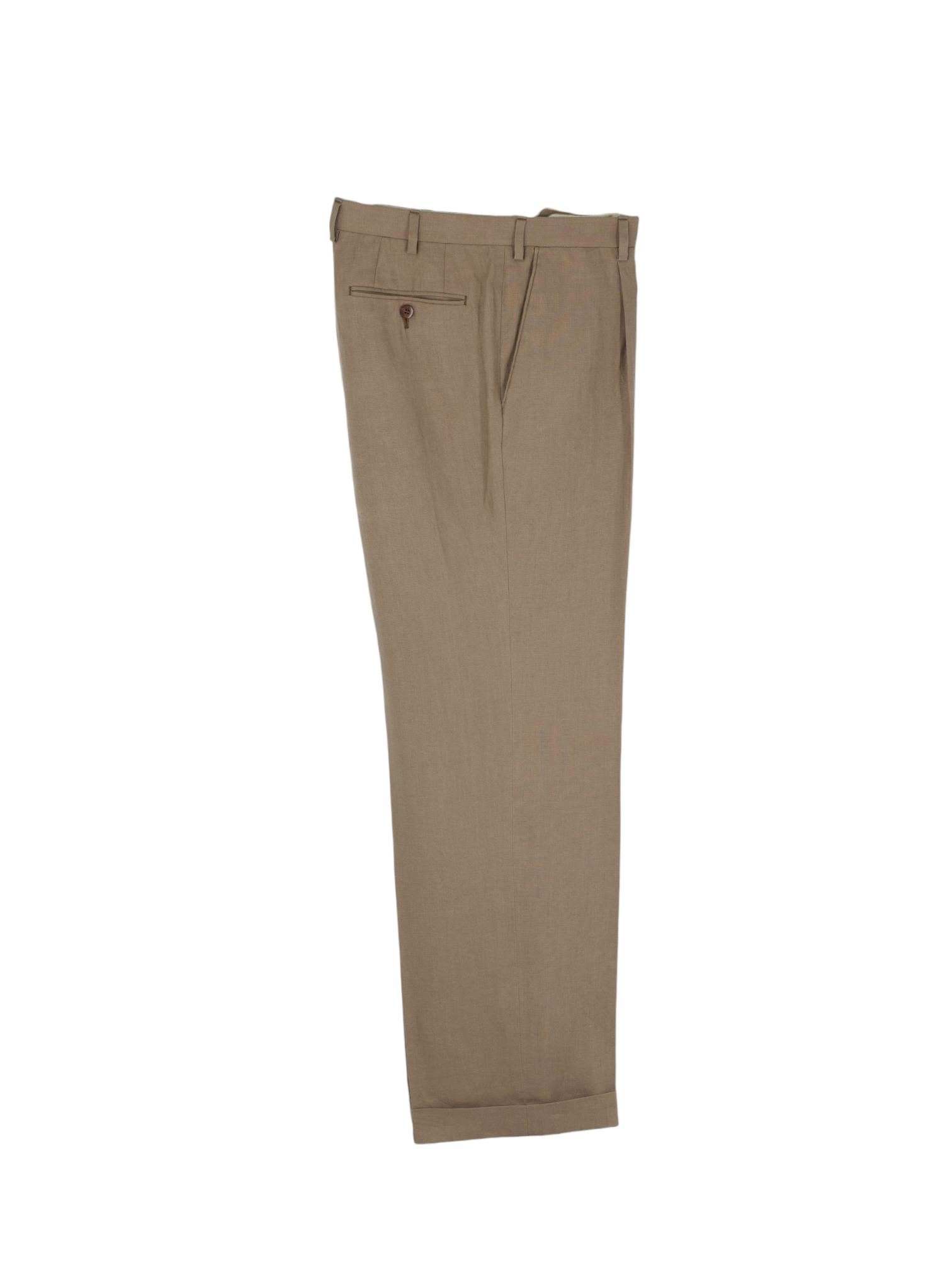Brioni Light Brown Pure Linen "Eric Clapton" Pleated Trousers