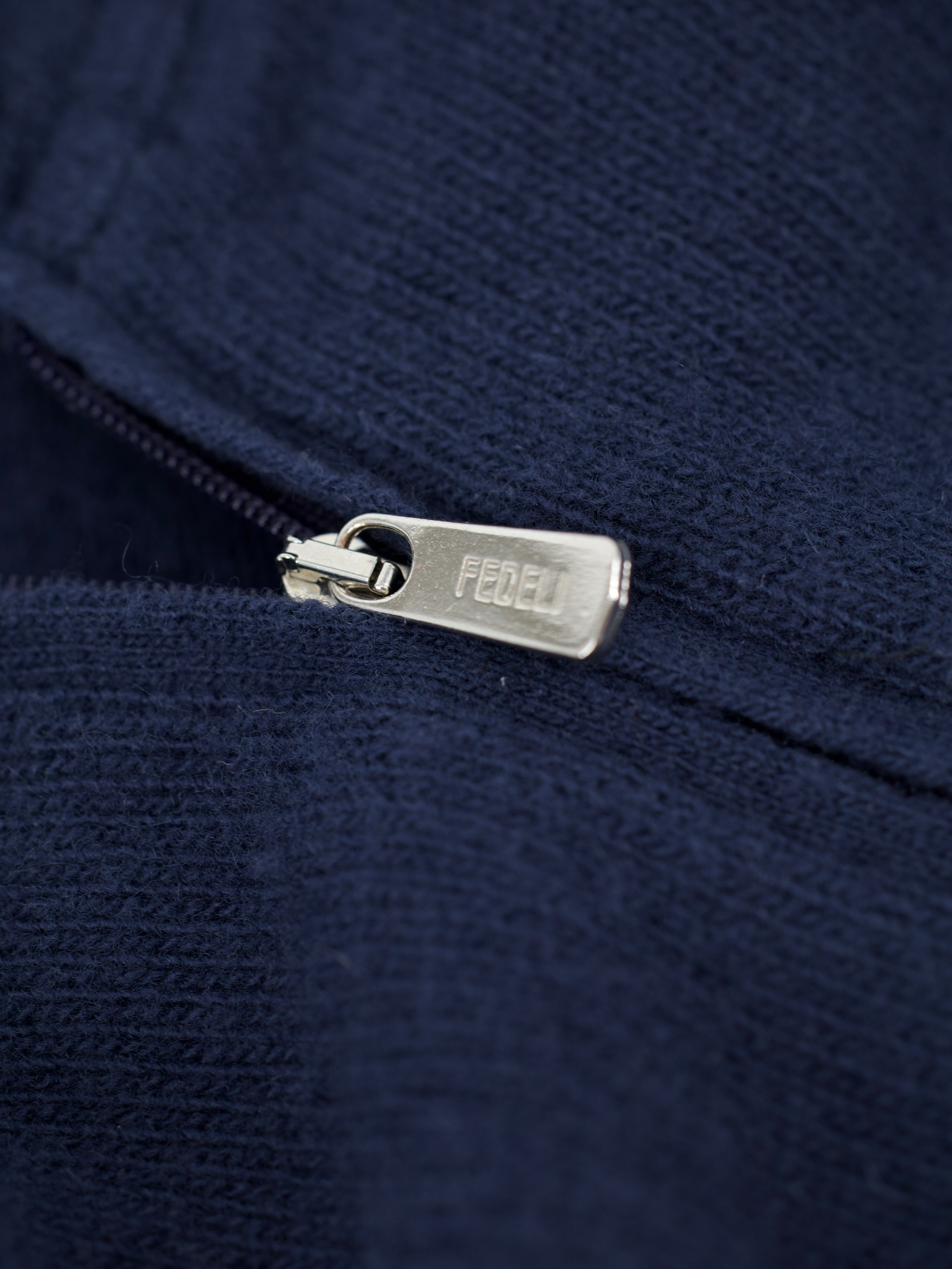 Fedeli Steel Blue Wool & Cashmere Hooded Full-Zip Sweater