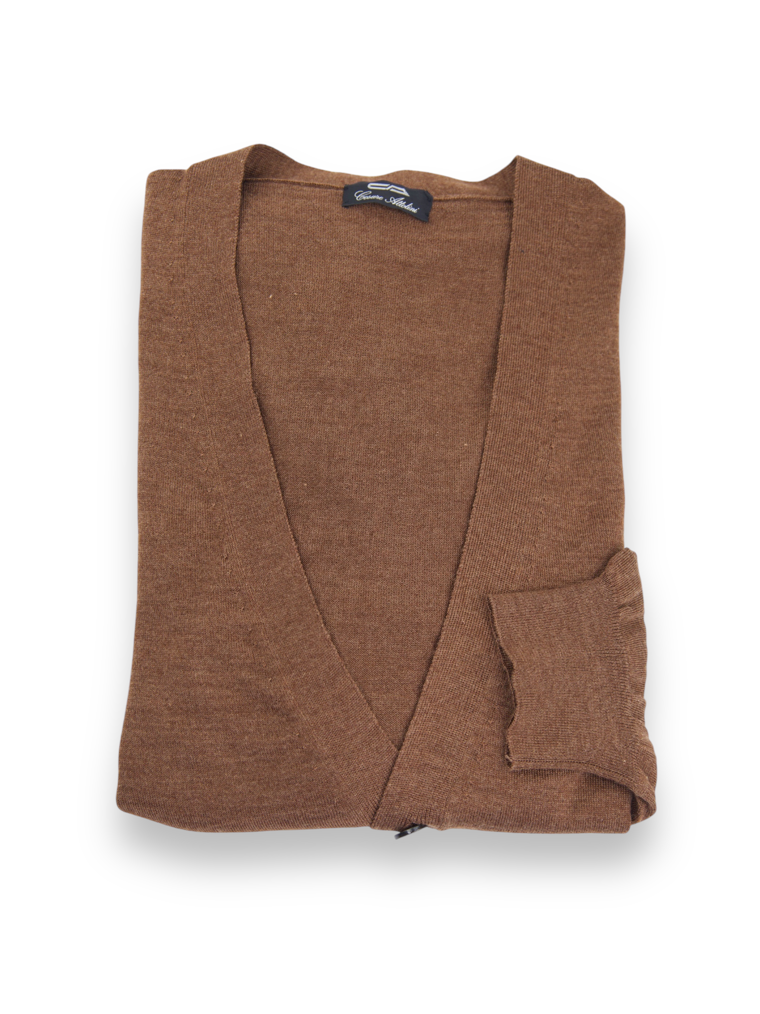 Cesare Attolini Mocca Brown Wool & Silk Cardigan