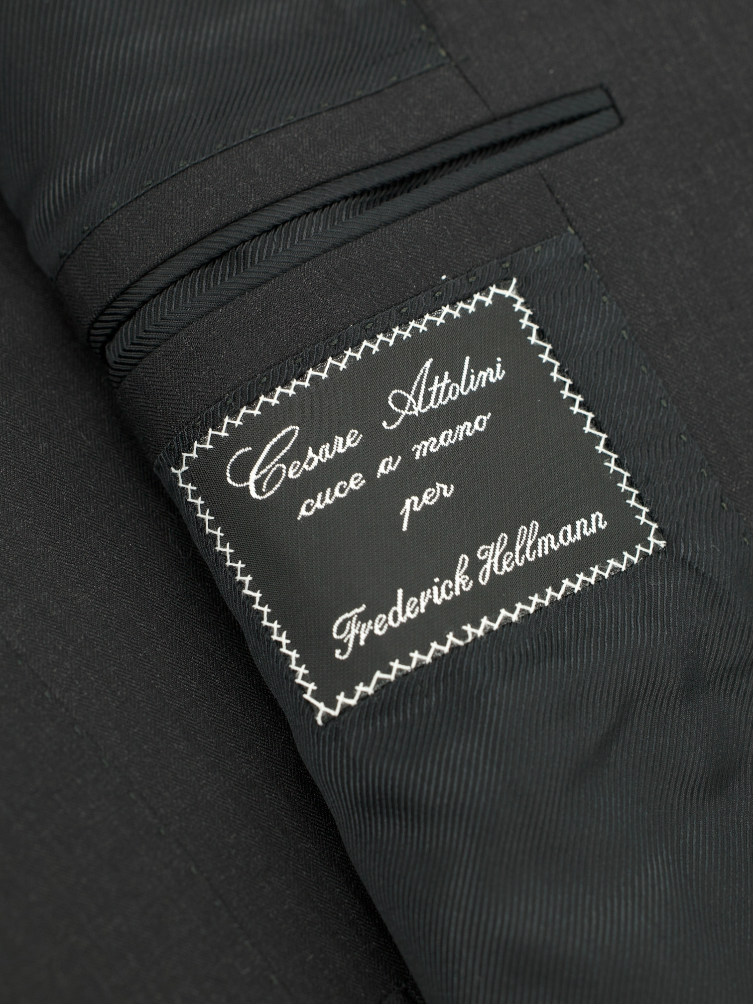 Cesare Attolini Black Super 130's Shadow-Pinstripe Suit