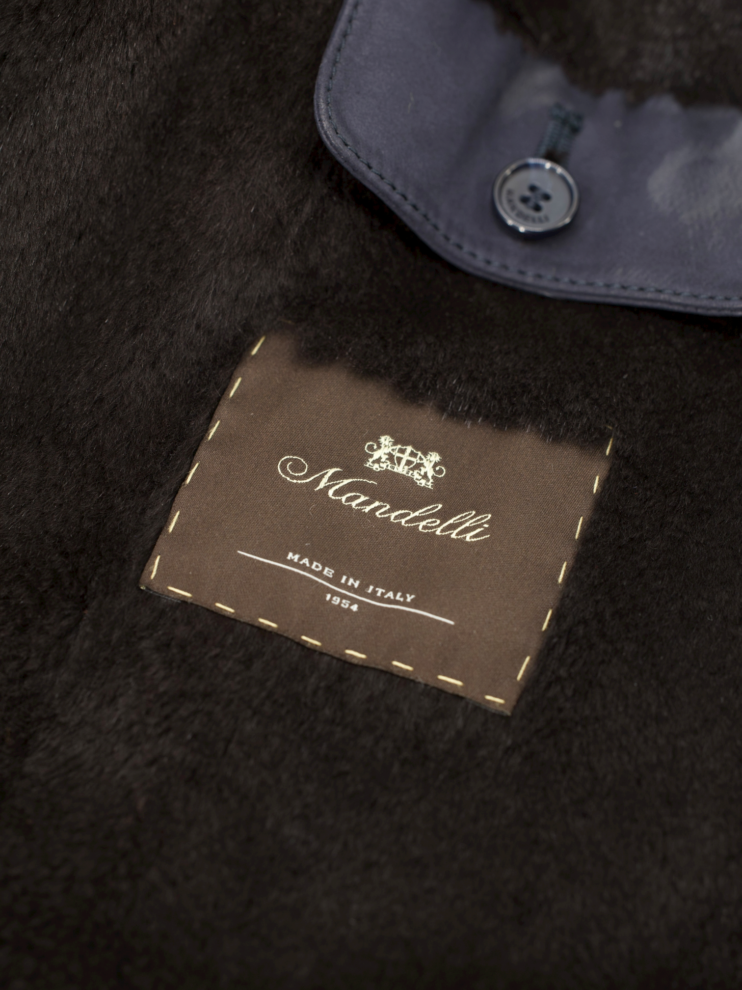 Mandelli Navy Storm System & Rabbit-Fur Lining Overcoat