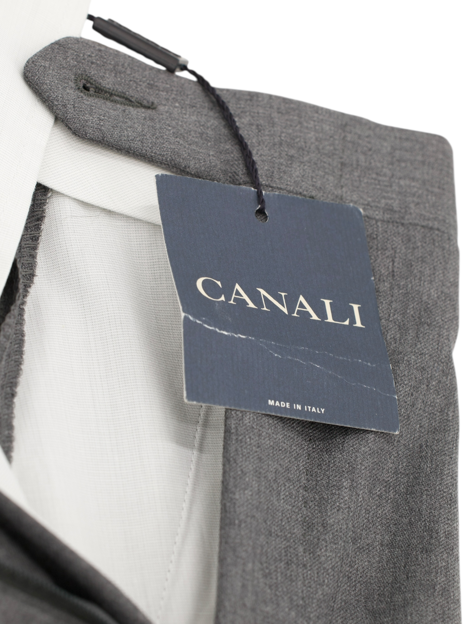 Canali Grey Wool Twill Double-Pleated Trousers