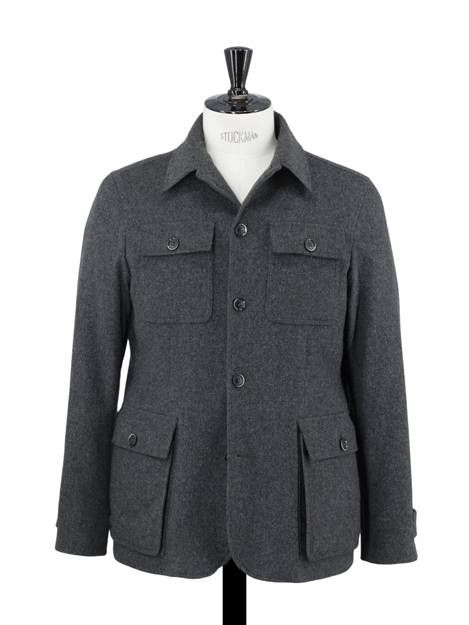 Caruso Grey Wool-Flannel Sartorial Fieldjacket