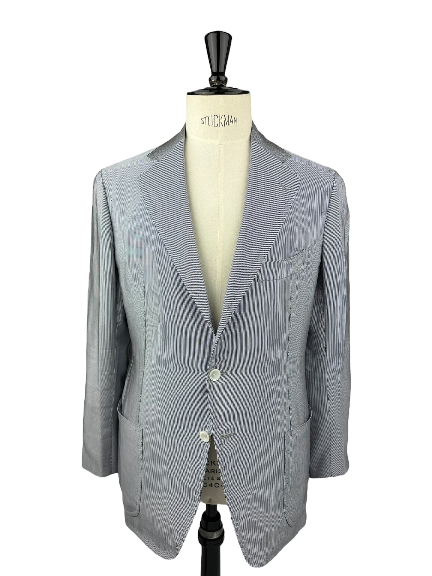 Cesare Attolini Light Grey Silk & Cotton Pinstripe Jacket