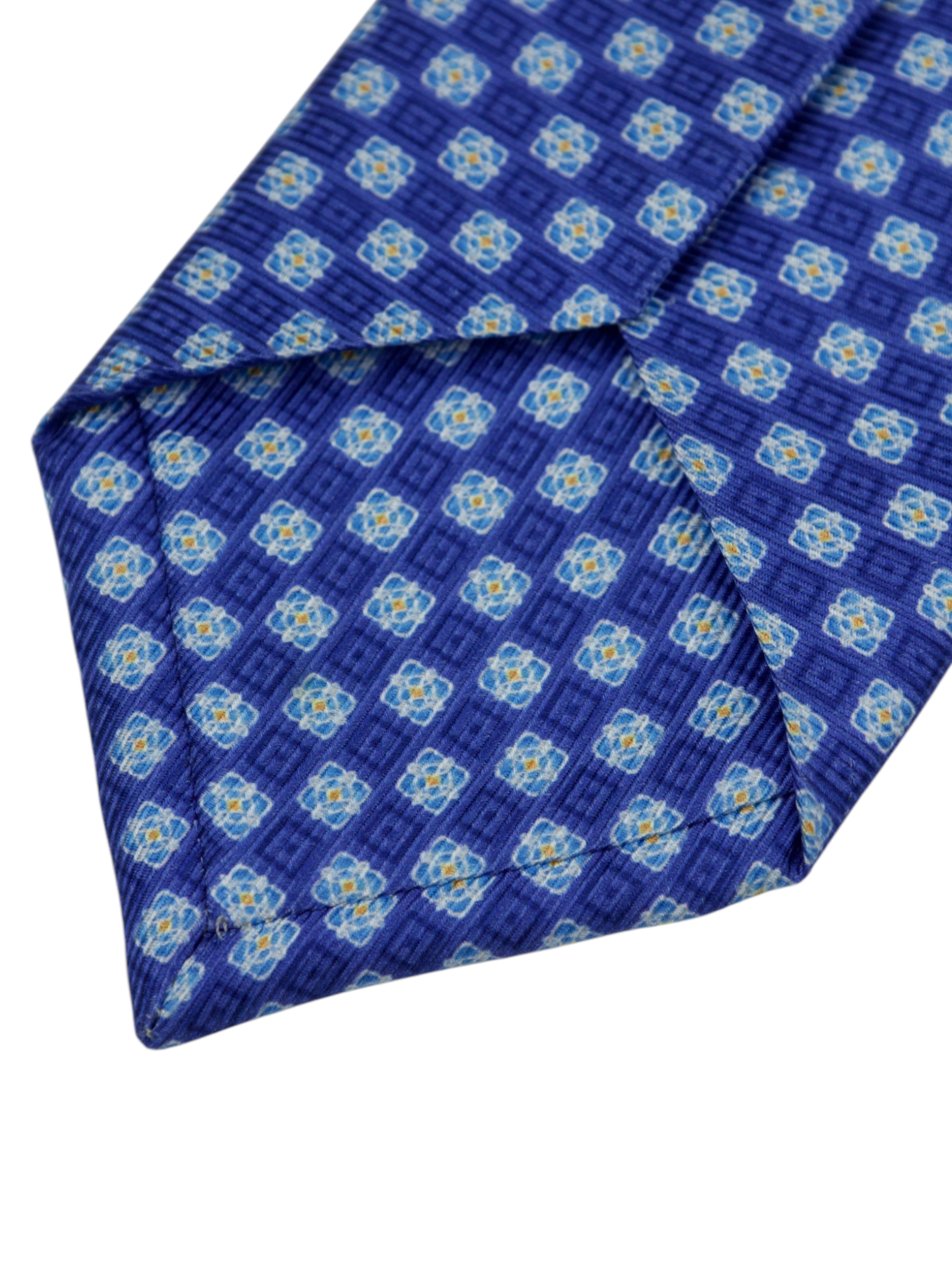 Luigi Borrelli Azure Blue 3-Fold Geometric Pattern Silk Tie