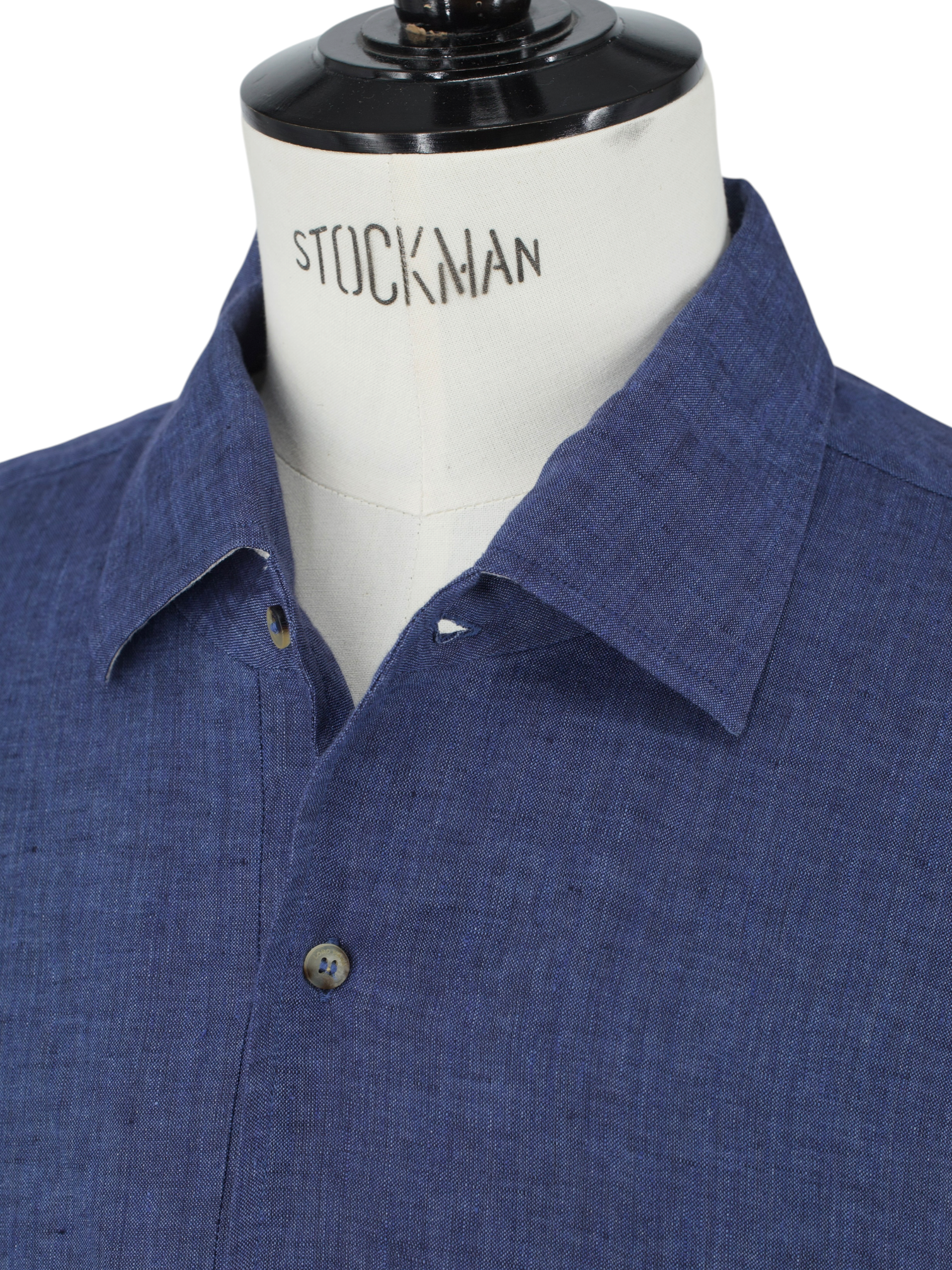 Loro Piana Indigo Blue Pure Linen Pop-Over André Shirt