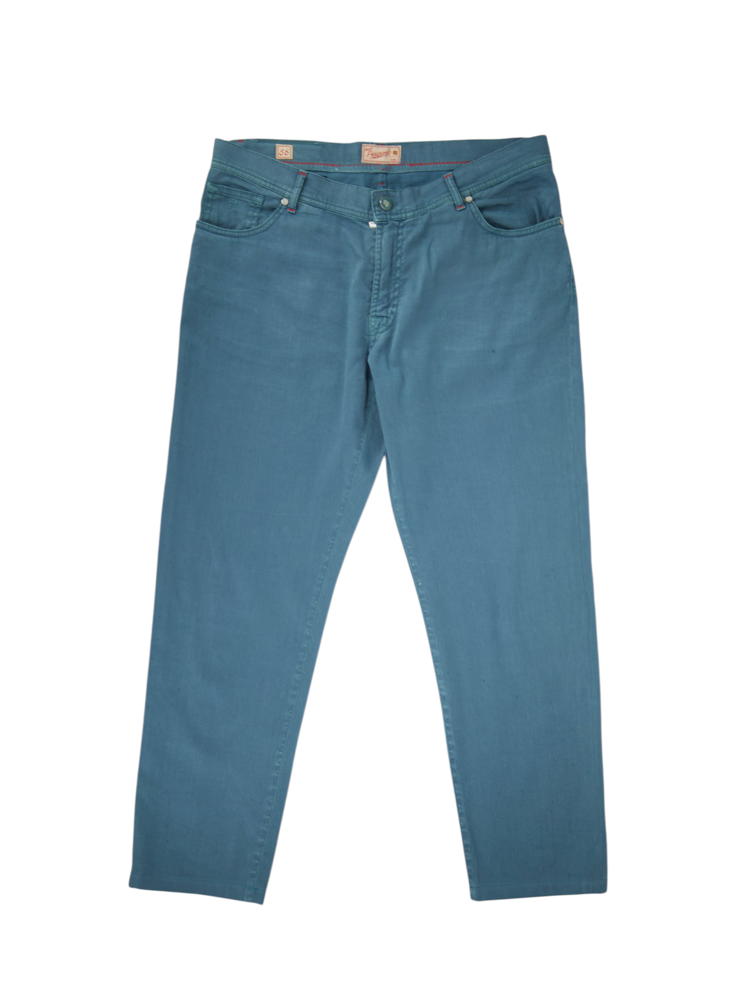 Marco Pescarolo Turquoise Cotton & Linen 5-Pocket Chino
