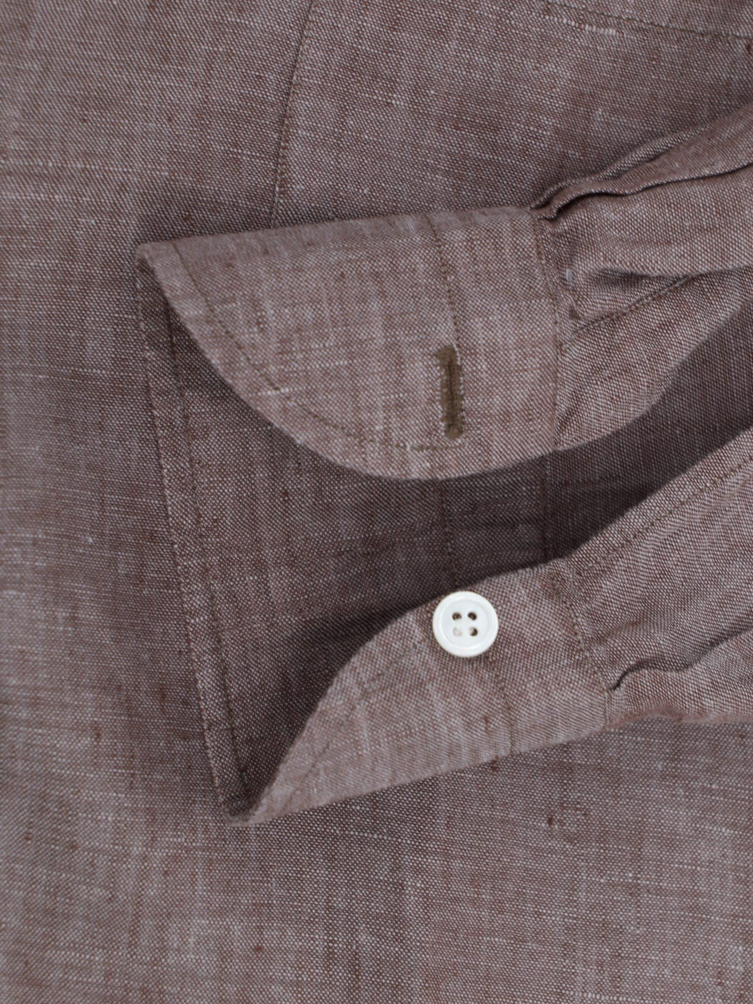 Fralbo Napoli Dusty Brown Pure Linen Button-Down Summer Shirt