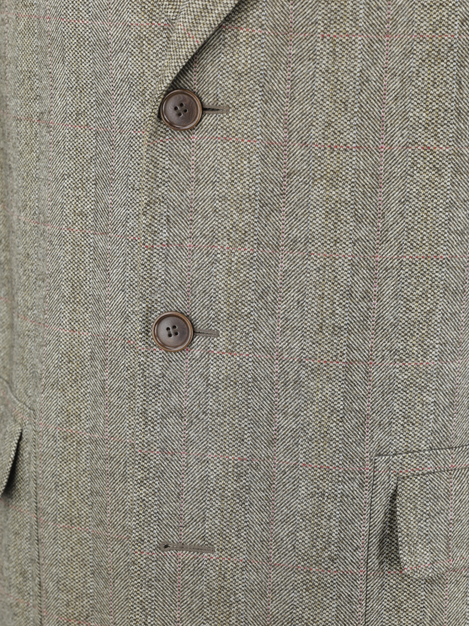 Canali Brown & Multicolor Pure Wool British-Style Covert Coat