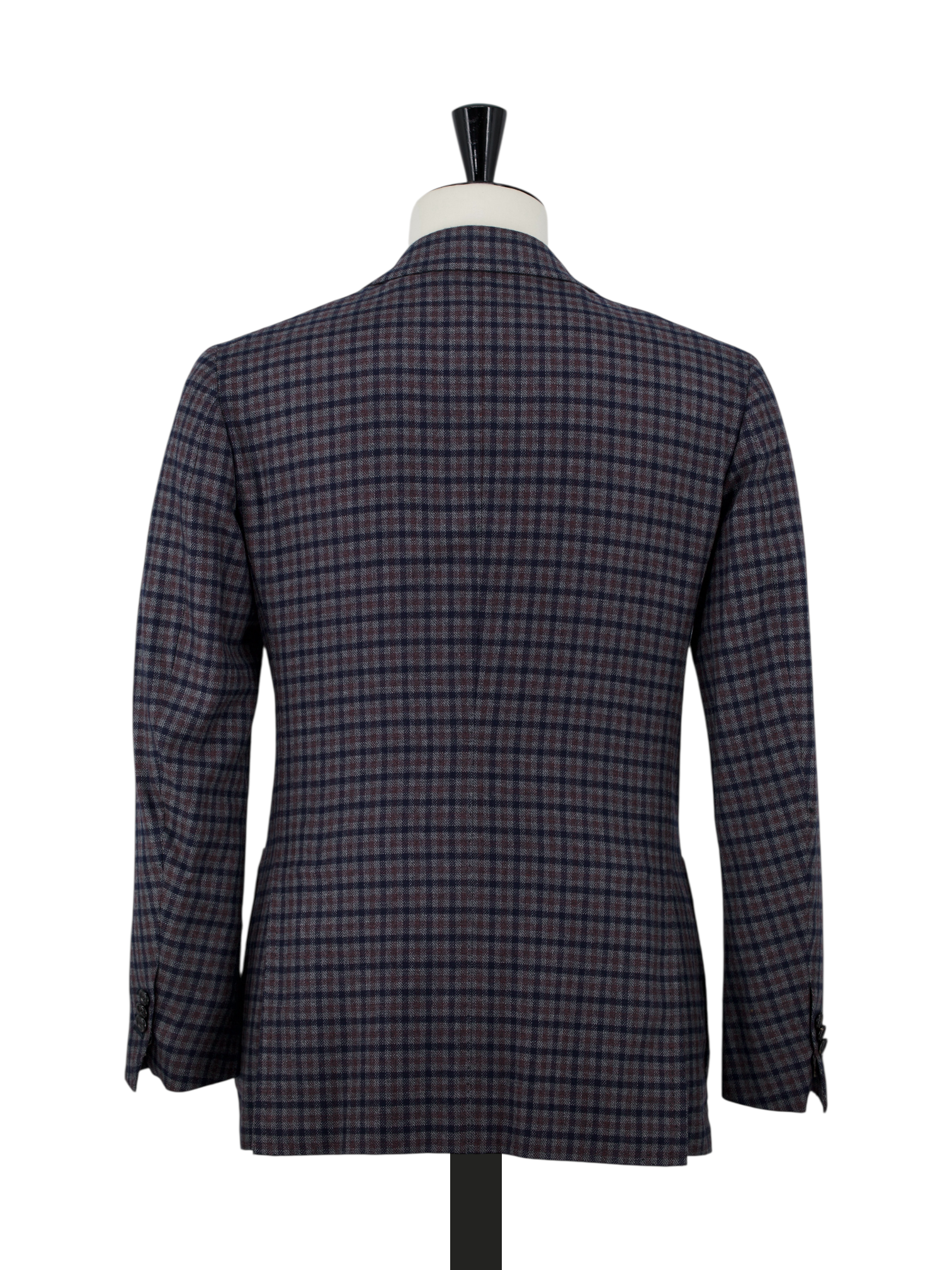 Cesare Attolini Blue & Maroon Pure Cashmere Gingham Check Jacket