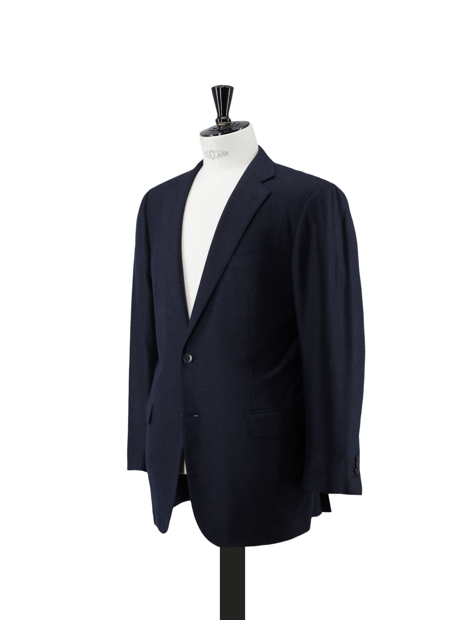 Ermenegildo Zegna Navy Cashmere & Silk Micro-Check "Roma" Jacket
