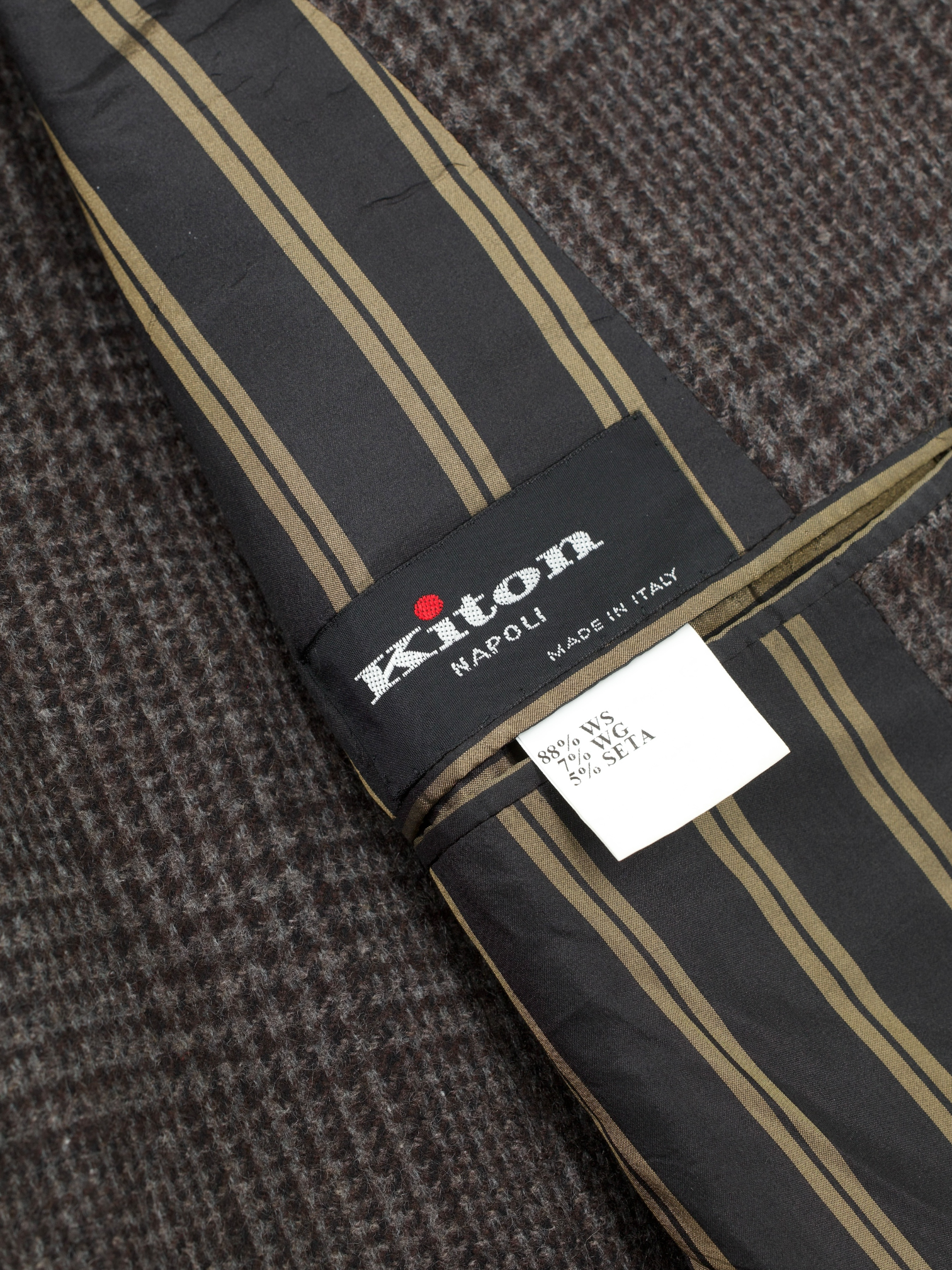 Kiton Taupe Cashmere, Angora & Silk Blend Prince of Wales Suit