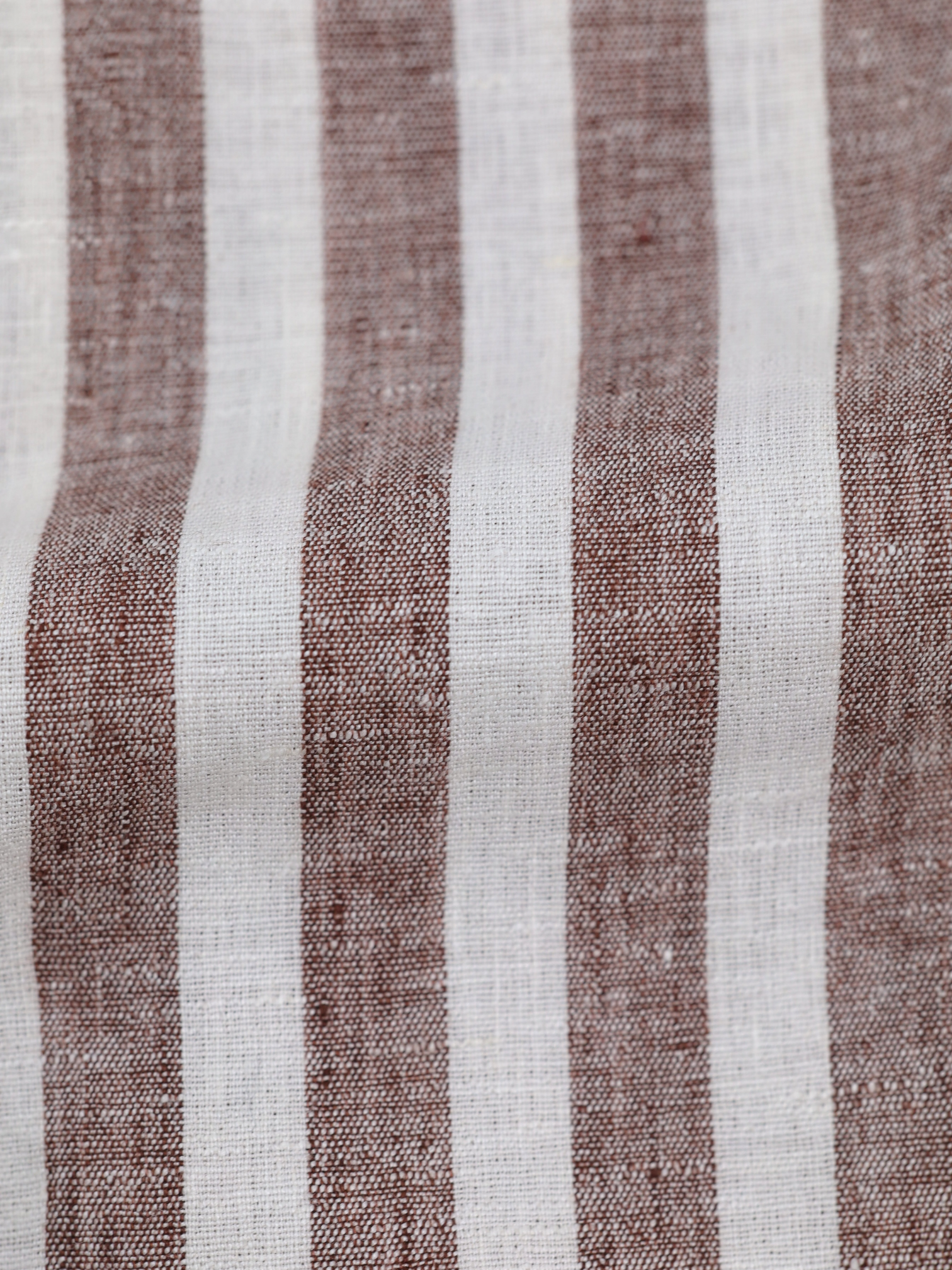 Kiton Brown & White Pure Linen Bengal Stripe Mandarin-Collar Shirt