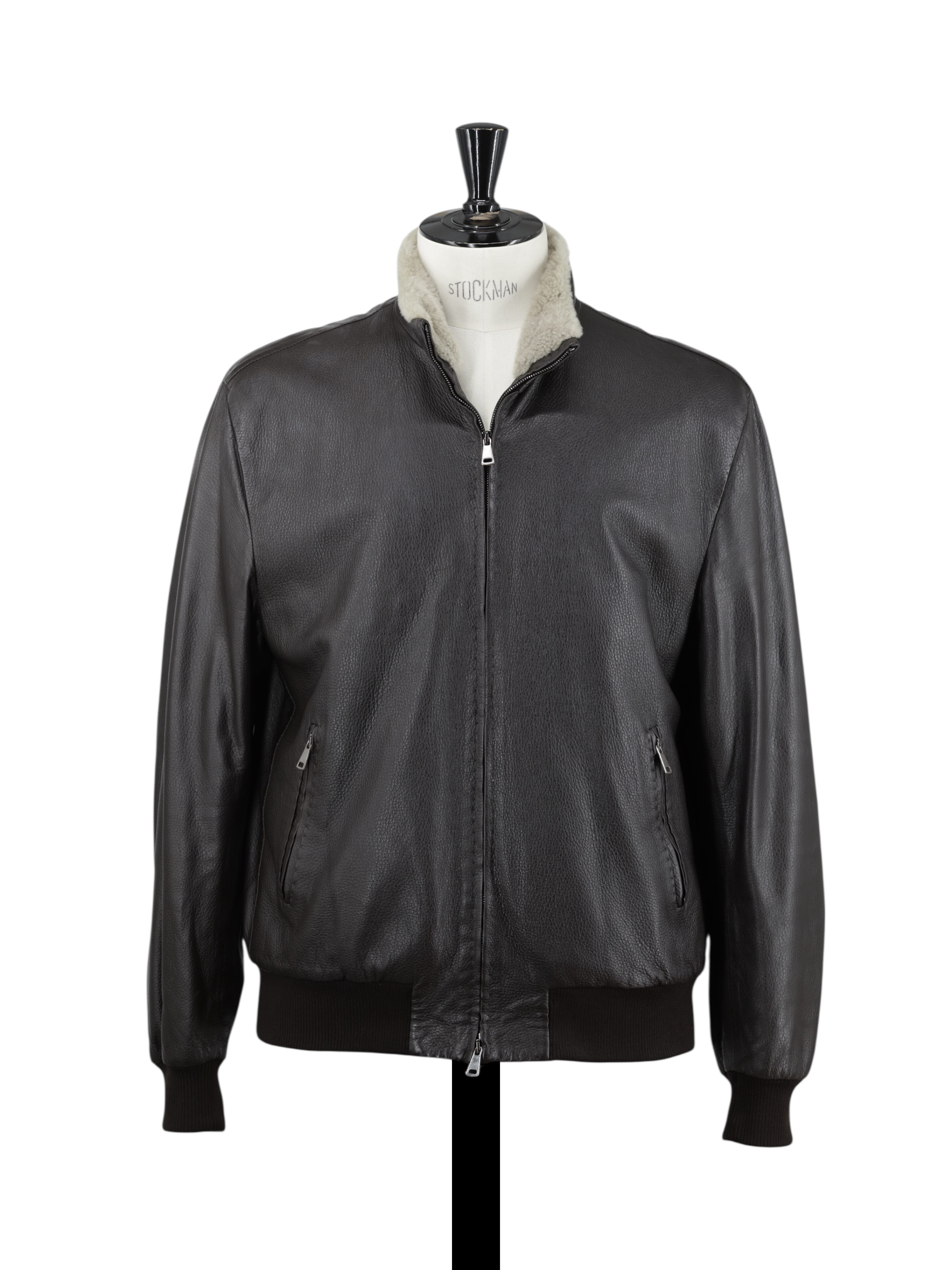 Rifugio Dark Brown Deerskin & Castorino-Fur Lining Bomberjacket