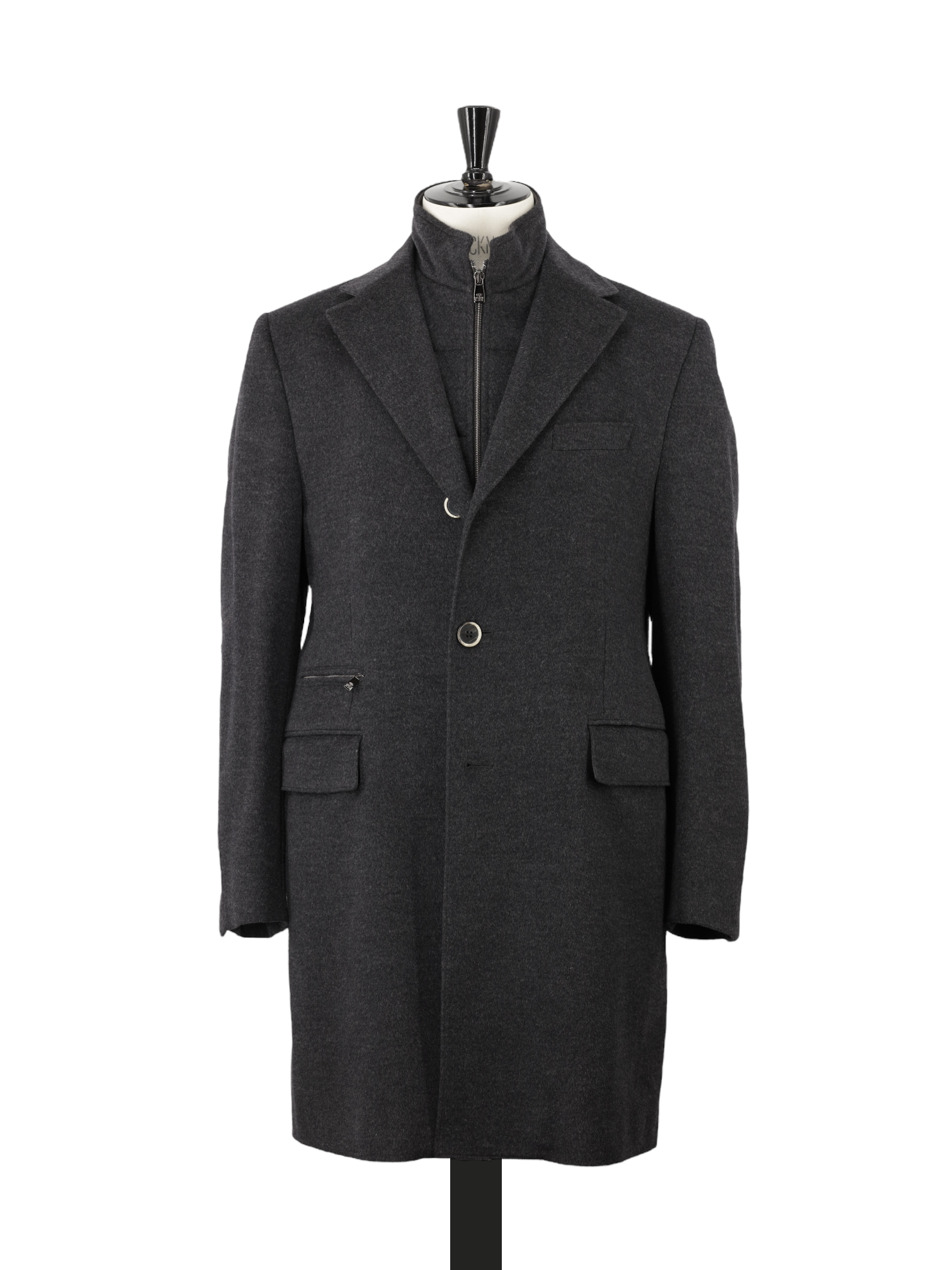Corneliani ID Grey Extrafine Virgin-Wool Windproof Overcoat