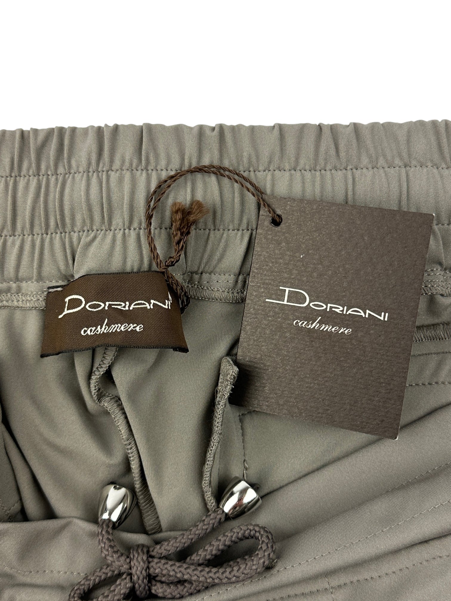 Doriani Cashmere Taupe Pinstripe Drawstring Trousers