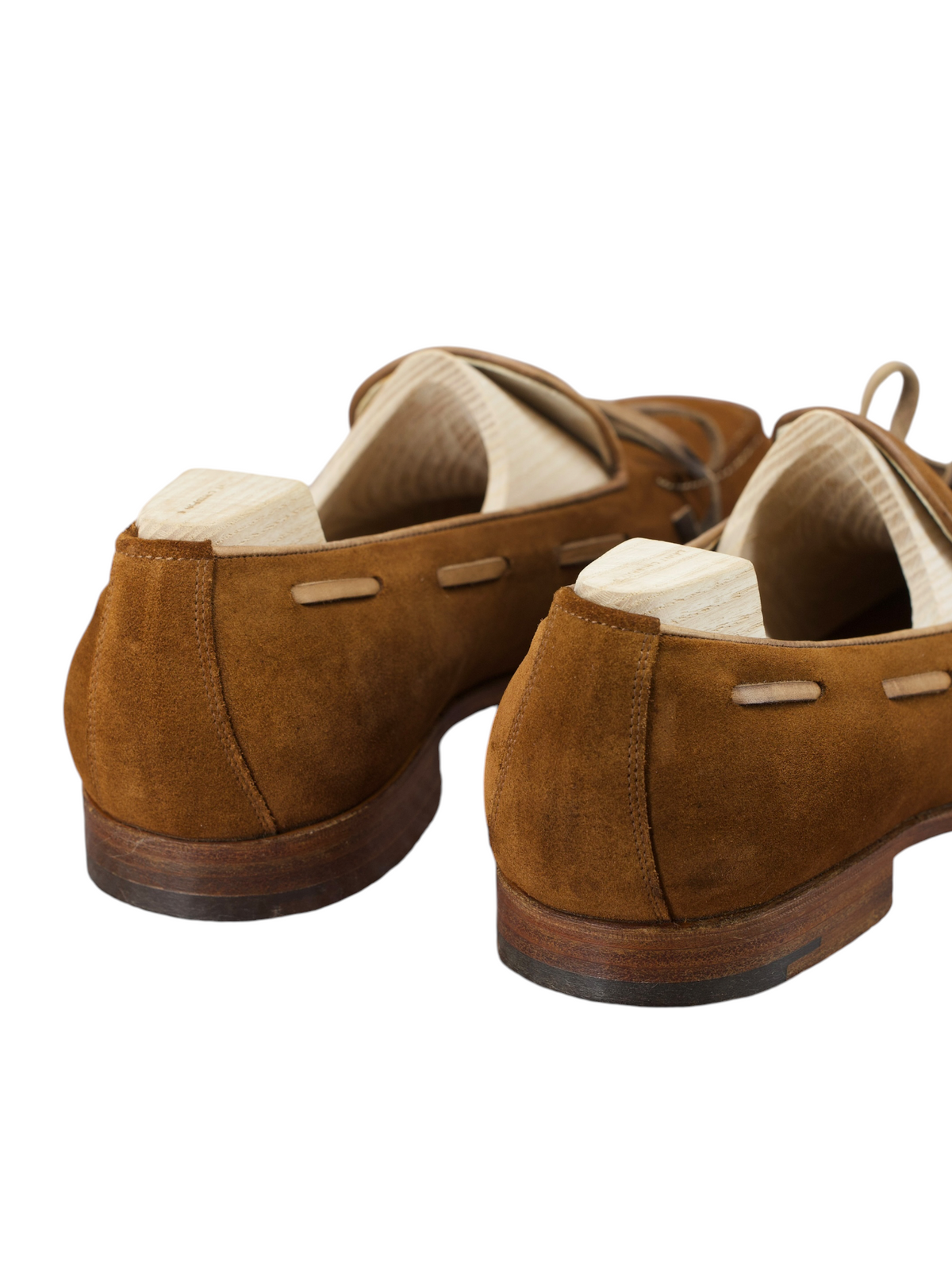 Saint Crispin's Tobacco Brown Suede Laced Up Boatshoe-Style Loafer