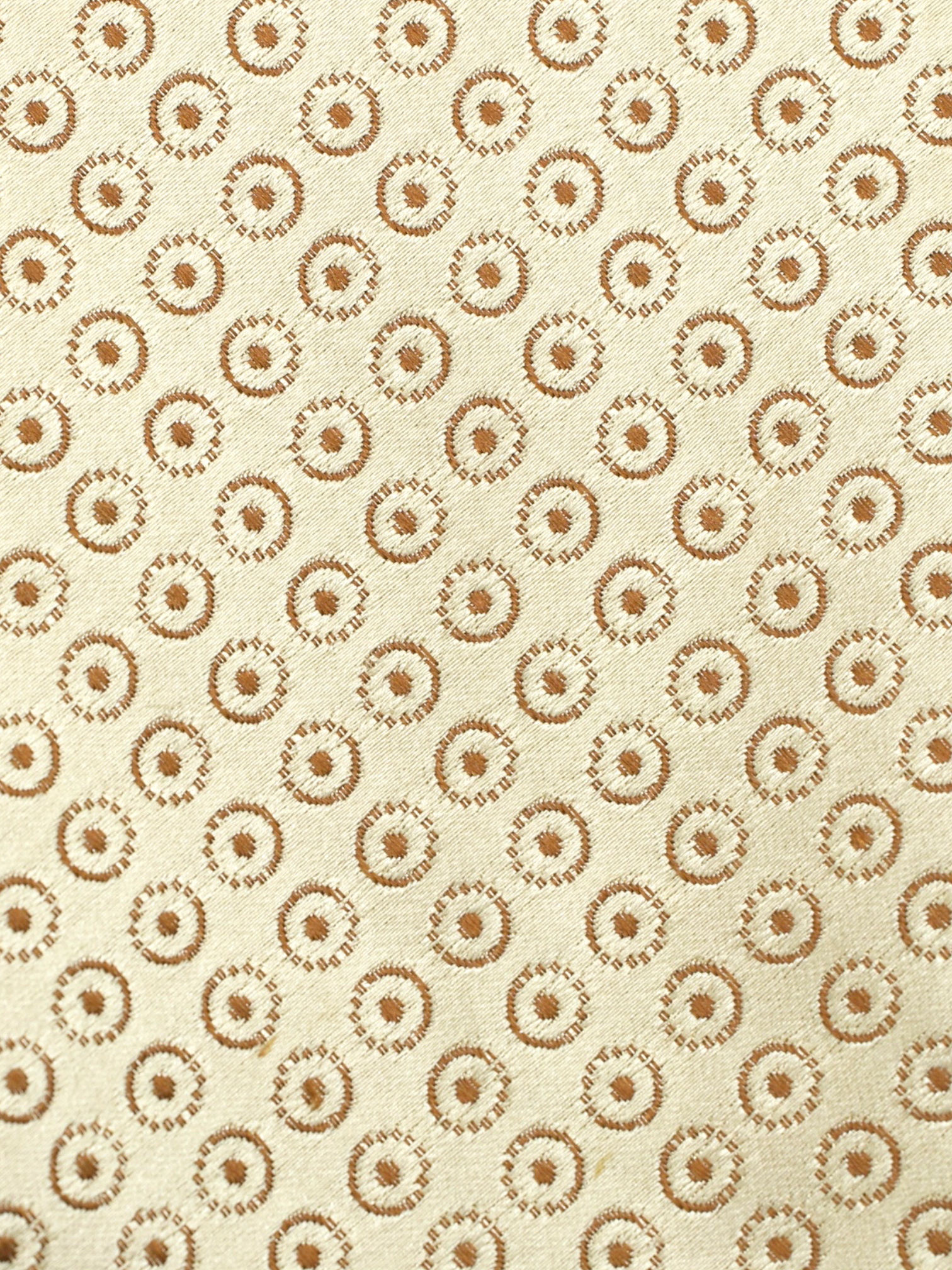 Kiton 5-Fold Beige & Light Brown Silk Geometric-Circle Pattern Tie