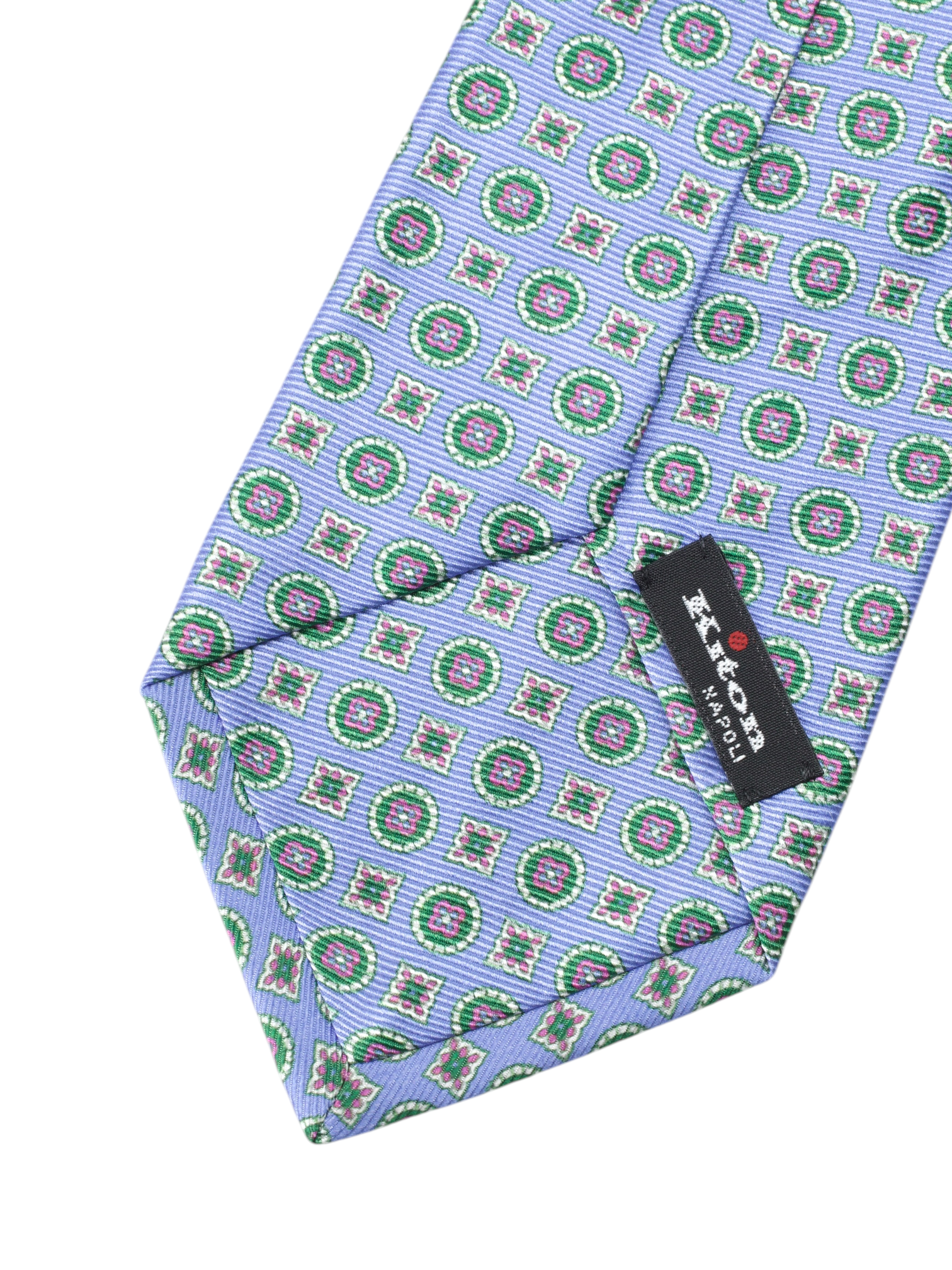 Kiton 5-Fold Light Blue & Multicolor Geometric Tie