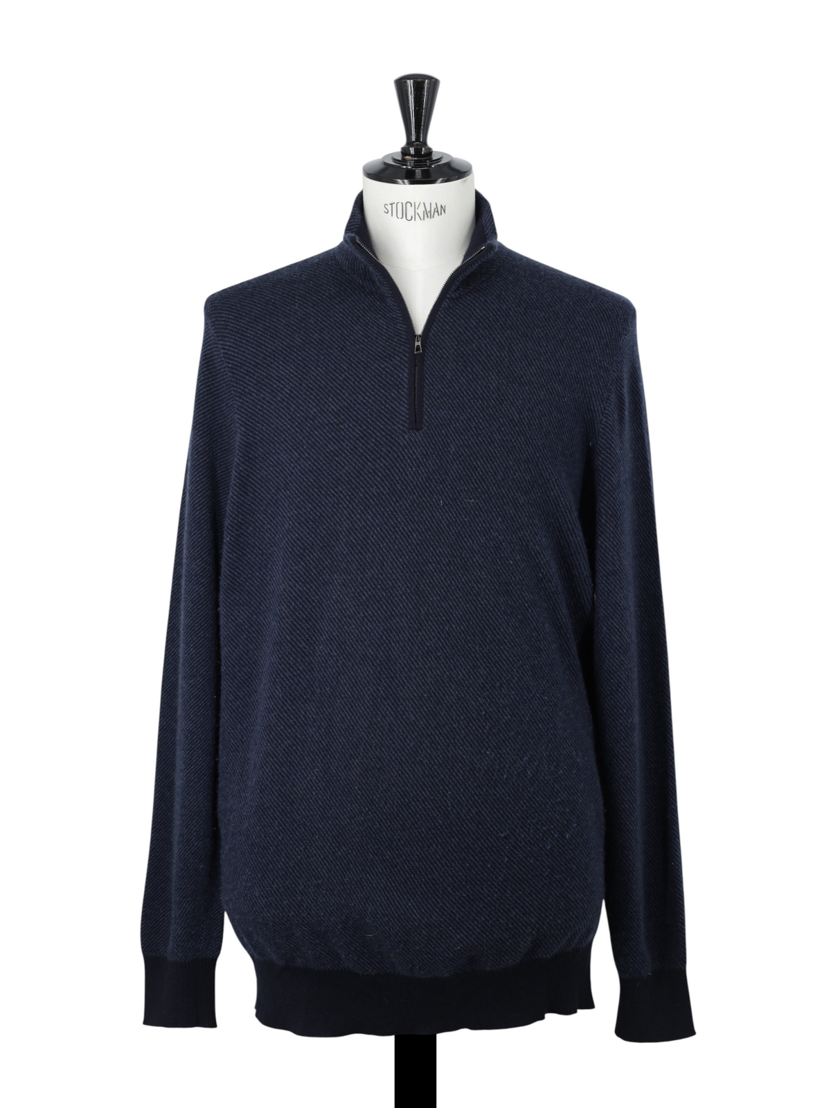 Loro Piana Steel Blue Cashmere Roadster Half-Zip Sweater