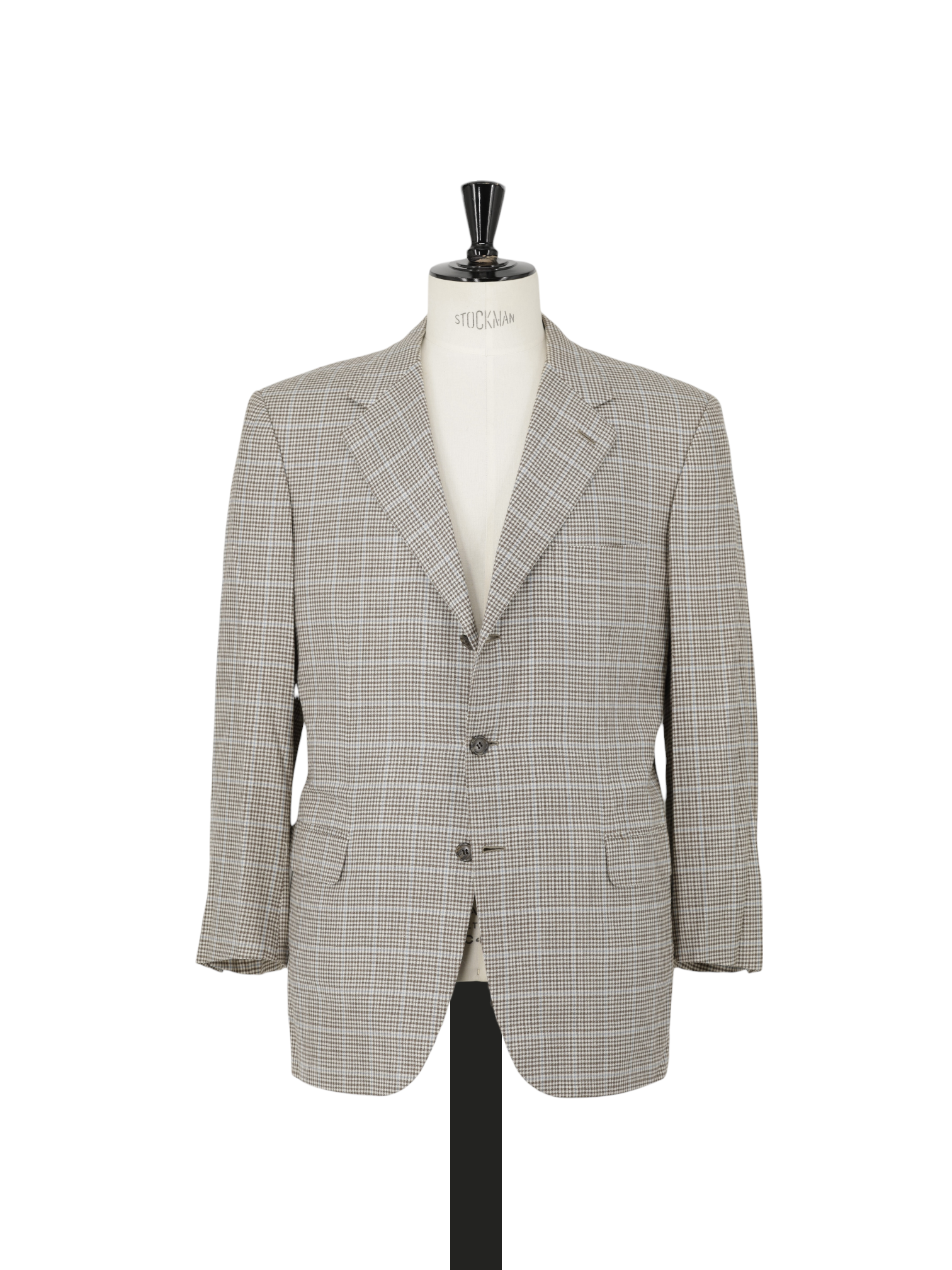 Brioni Light Brown & Light Blue Wool, Silk & Linen Overcheck Senato Jacket