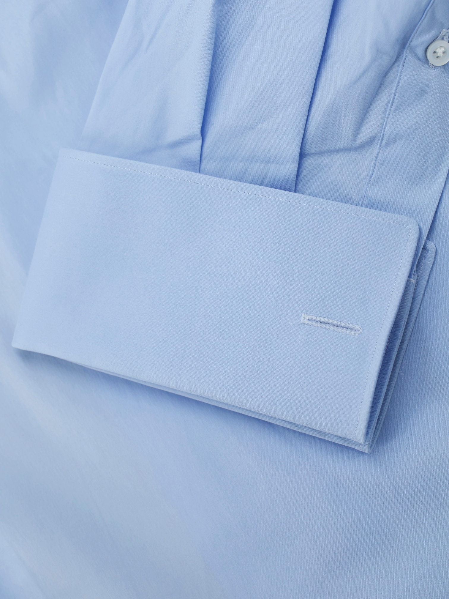 Fray Light Blue Wool-Stretch French-Cuff Button-Down Shirt
