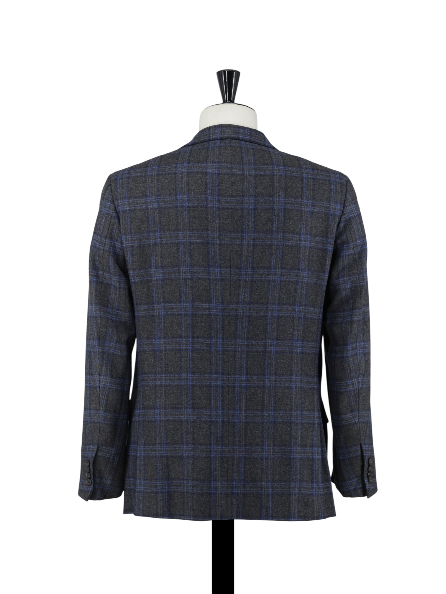 Isaia Grey & Blue Wool-Cashmere Blend Checkered Jacket