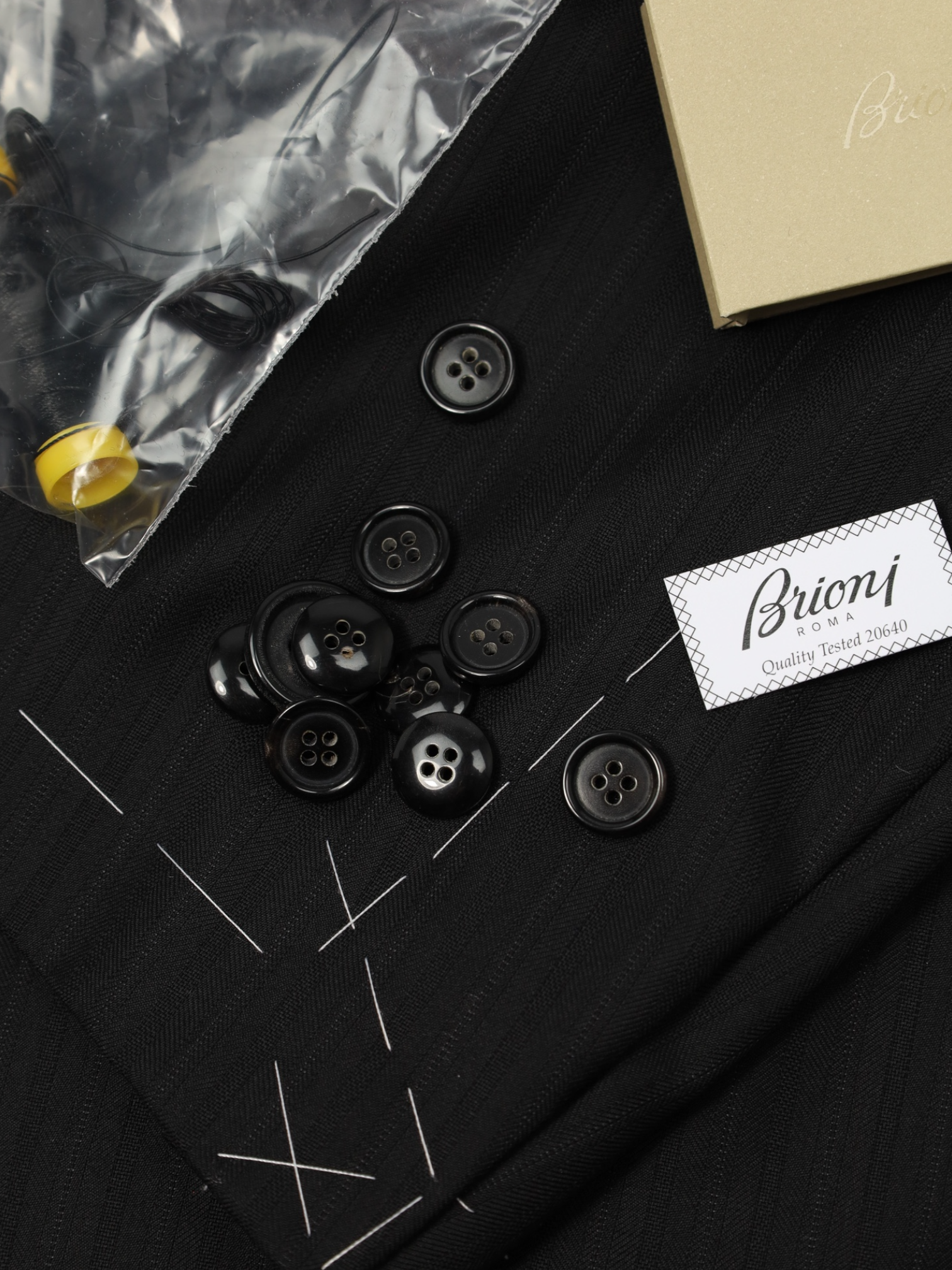 Brioni Black 3-Piece Shadow-Stripe Suit