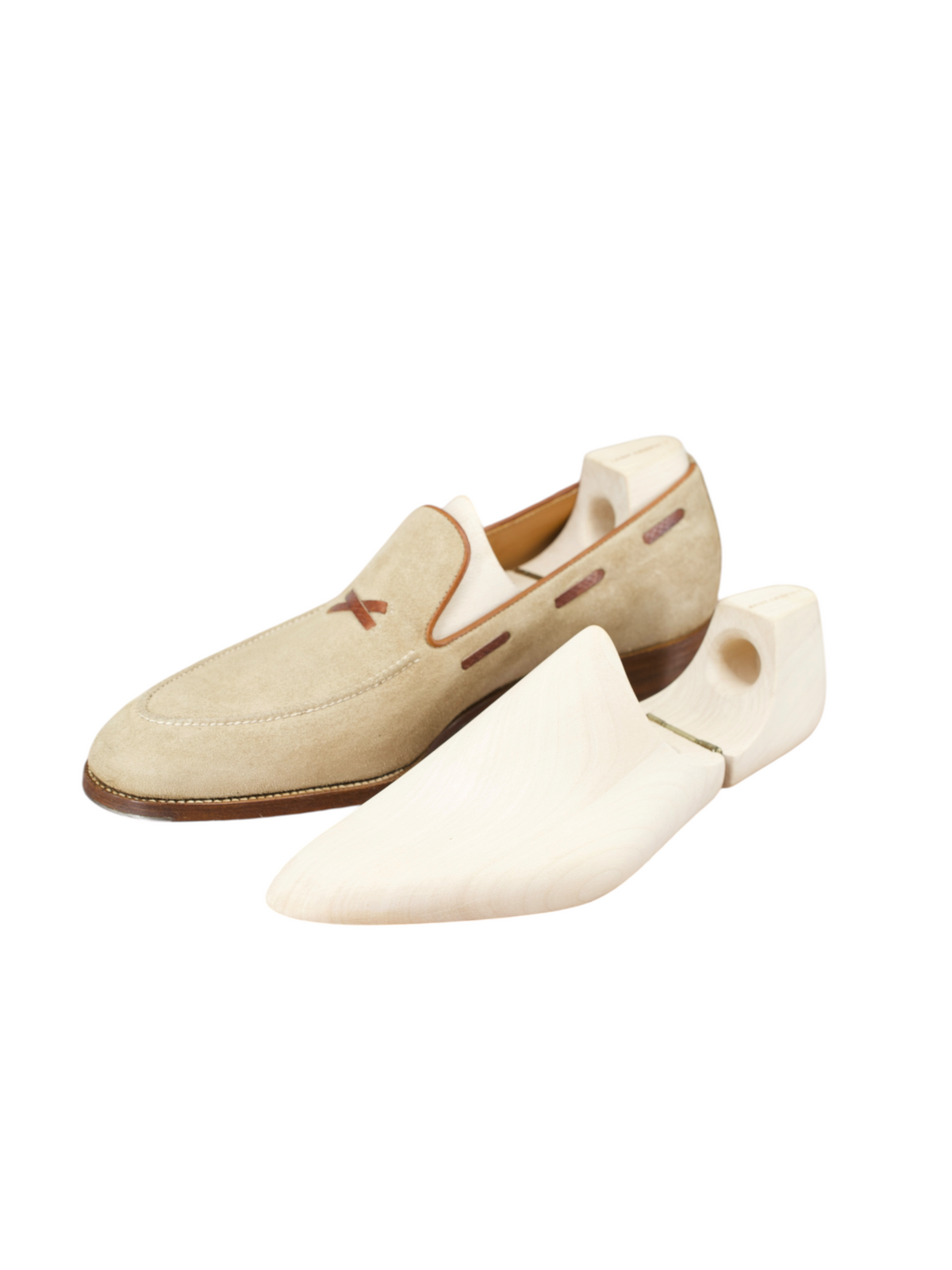 Saint Crispin's Beige Suede Norwegian X-Stitch Loafer