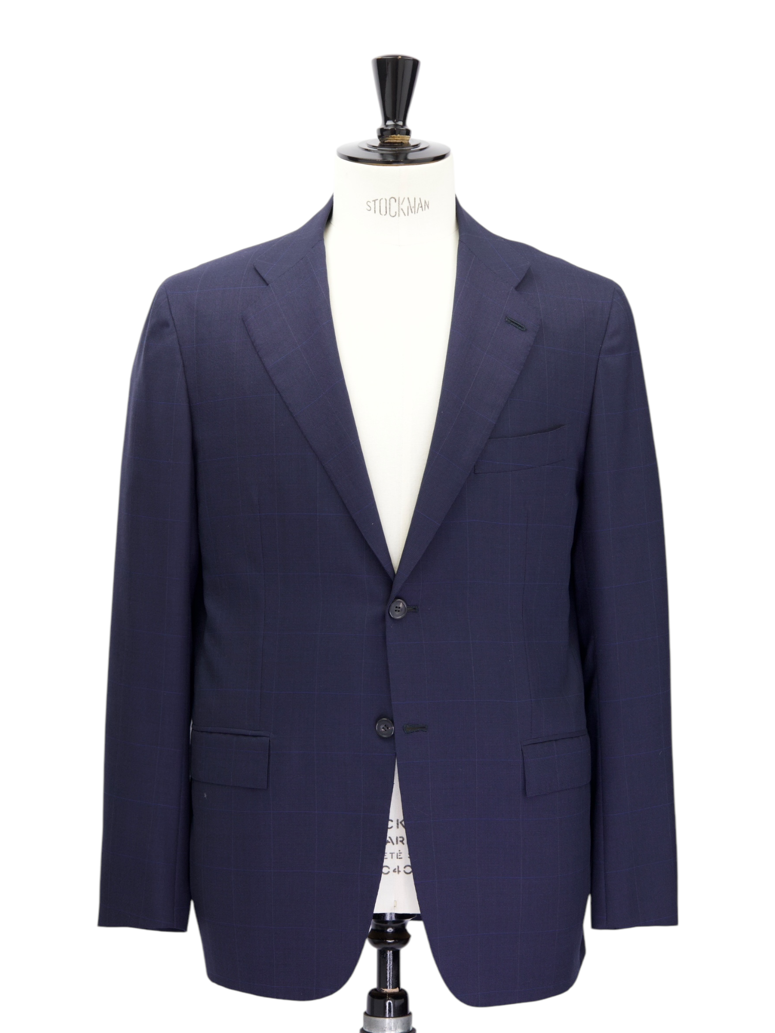 Kiton Navy Diamante Blue "Tessuto Esclusivo" Windowpane Suit + Extra Trousers