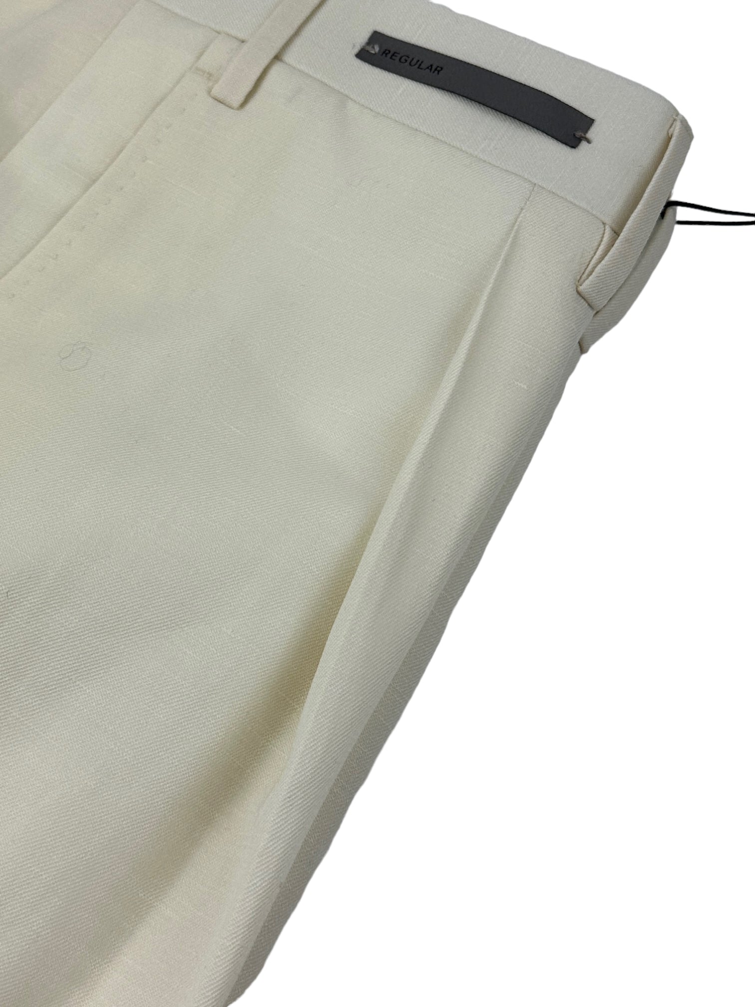 Corneliani Off-White Wool & Linen Pleated Trousers