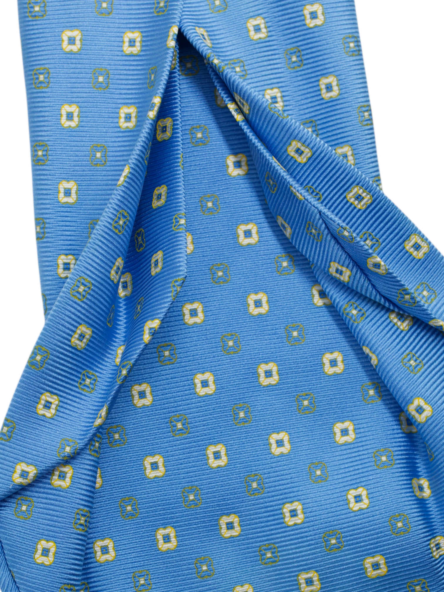 Luigi Borrelli 5-Fold Sky Blue & Light Green Silk Floral Pattern Tie