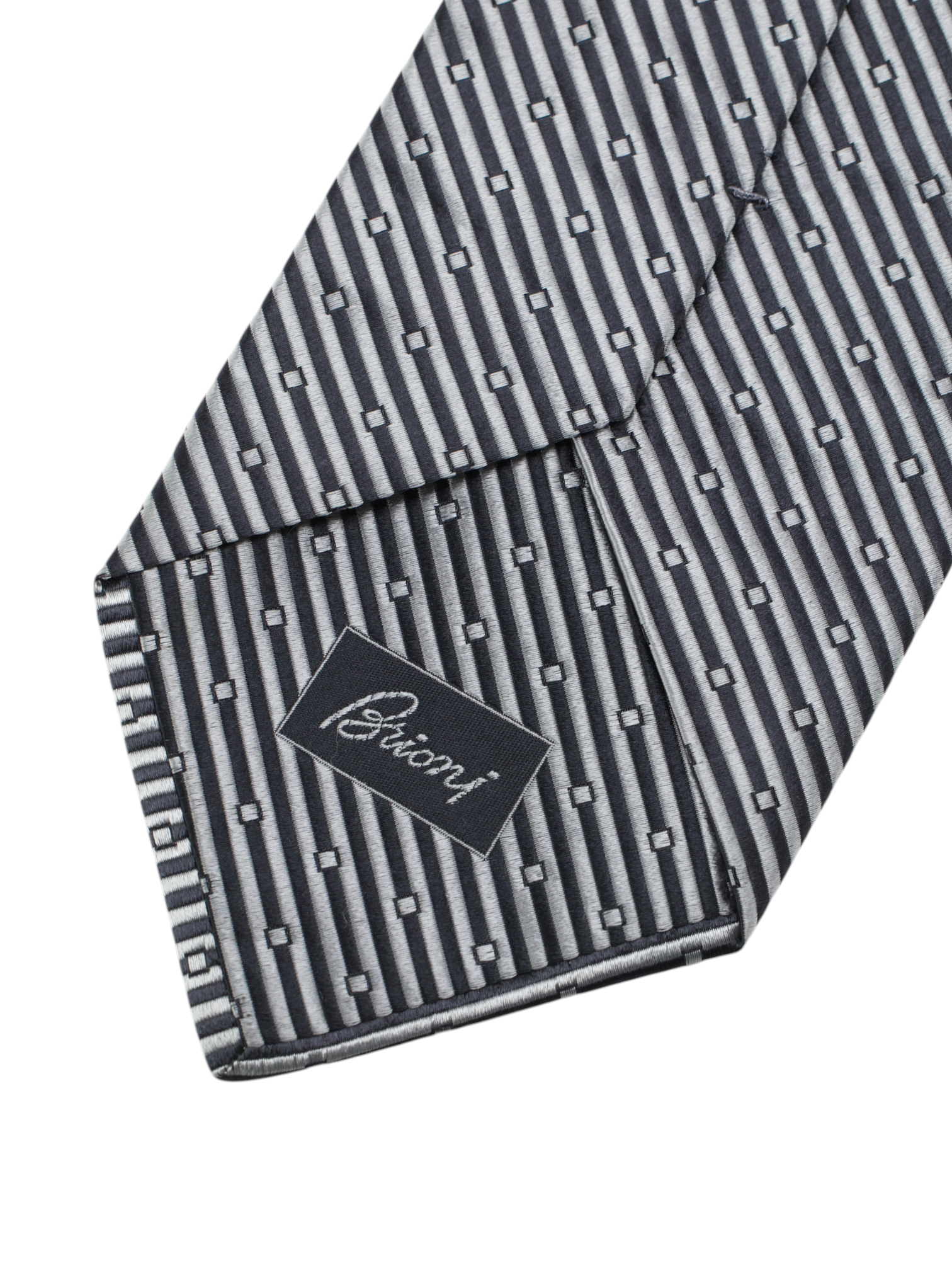 Brioni Anthracite & Light Grey Silk Multi-Pattern Tie