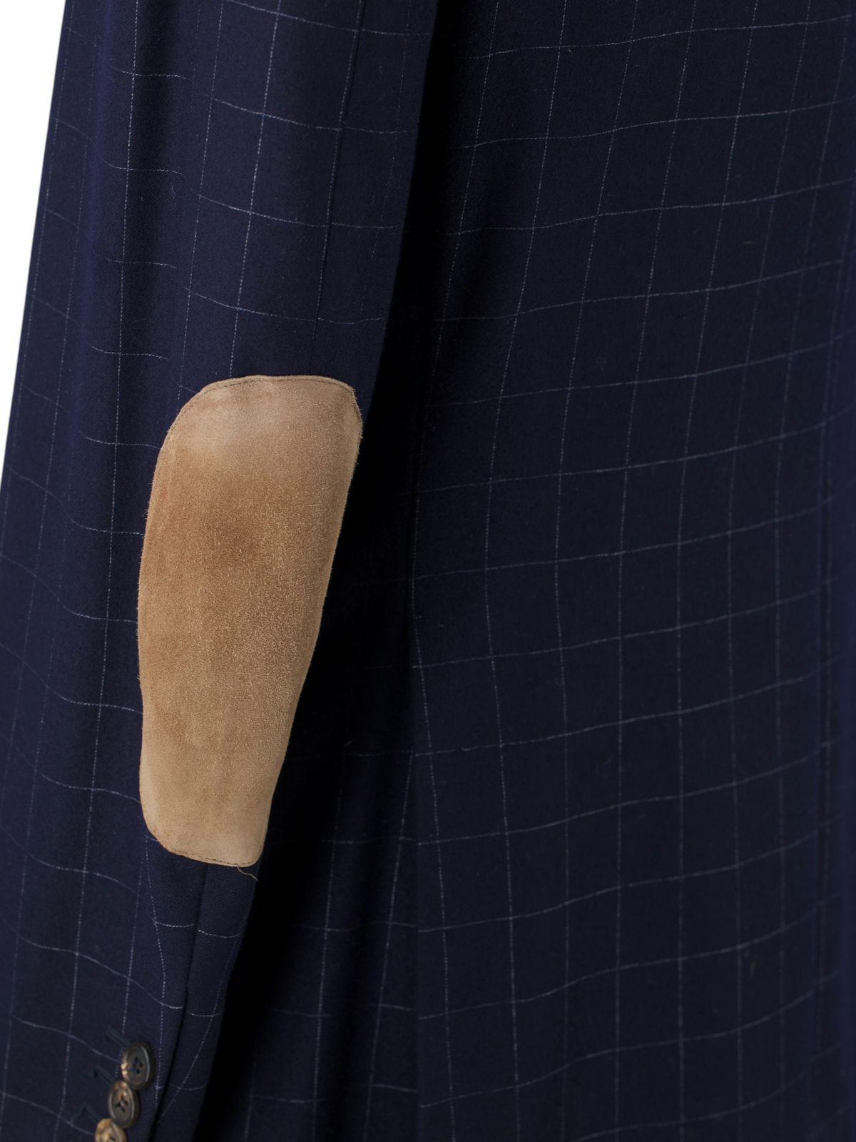 Brunello Cucinelli Navy Vintage Wool & Cashmere Windowpane Jacket
