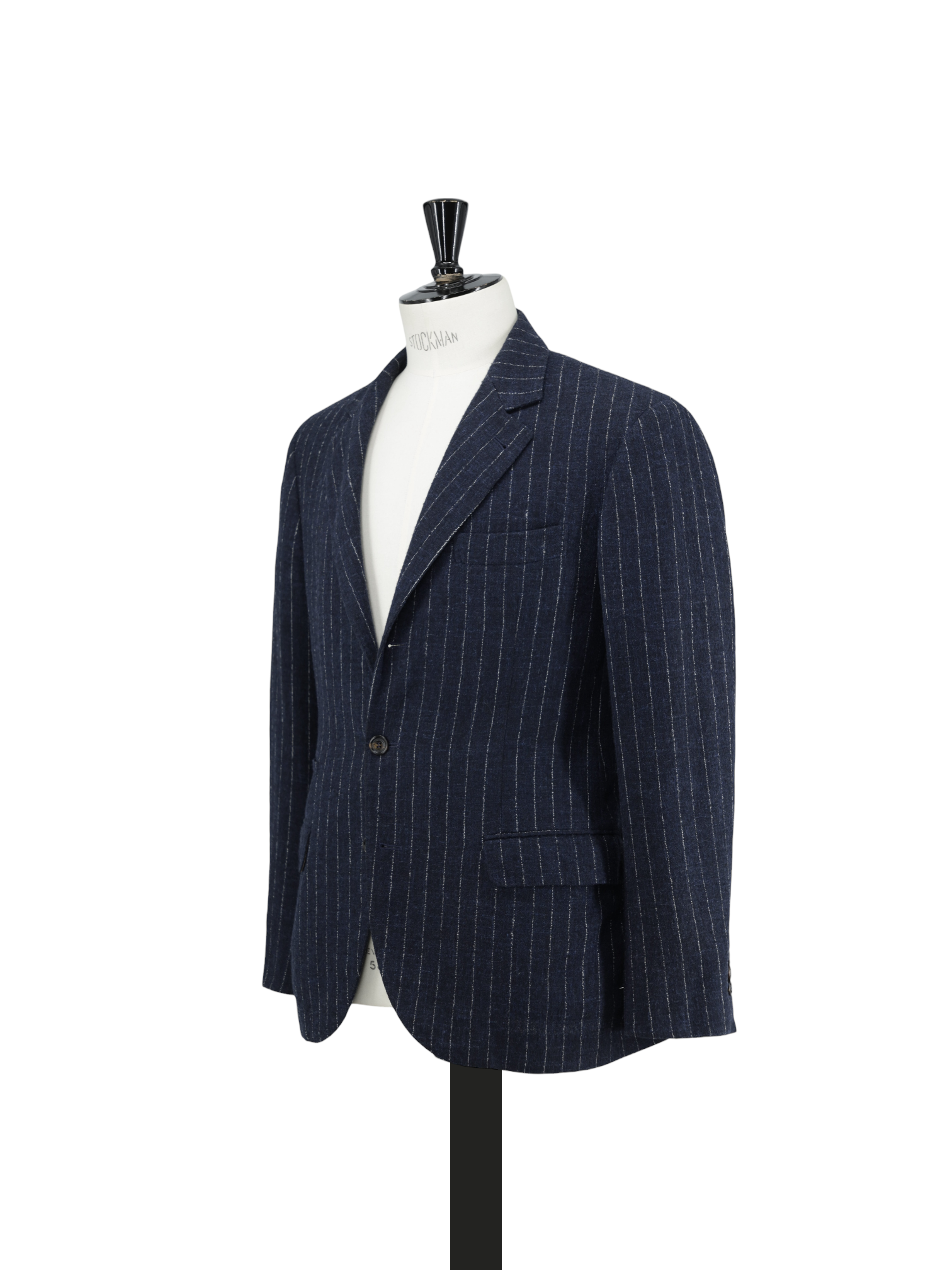Brunello Cucinelli Navy Alpaca, Stretch & Linen Bouclé Pinstripe Suit