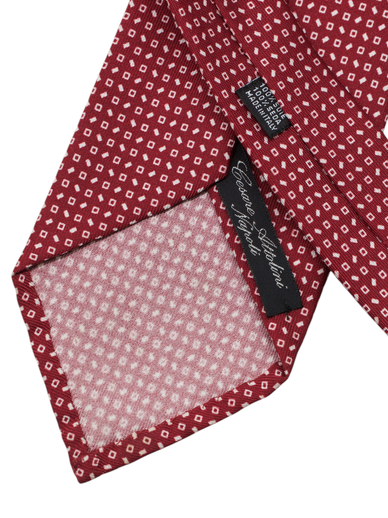 Cesare Attolini Cardinal Red & White Silk Geometric-Pattern Tie