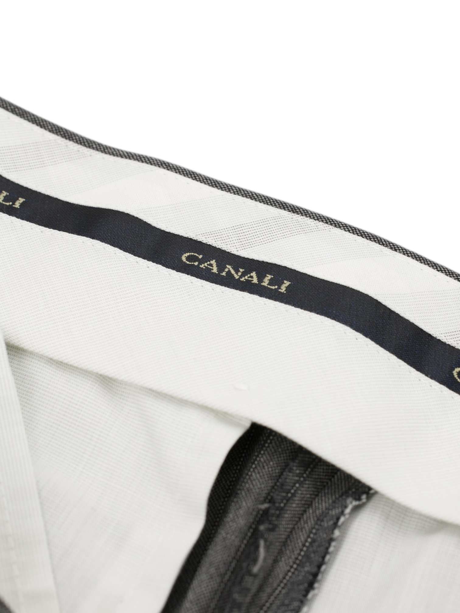 Canali Grey Fine Wool Ceremonial Multi-Pinstripe Spongebag Trousers