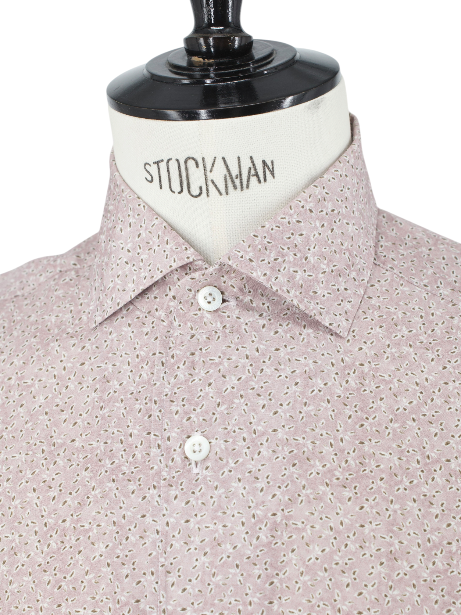Corneliani Soft Pink & Olive Green Silk & Cotton Geometric Summer Shirt