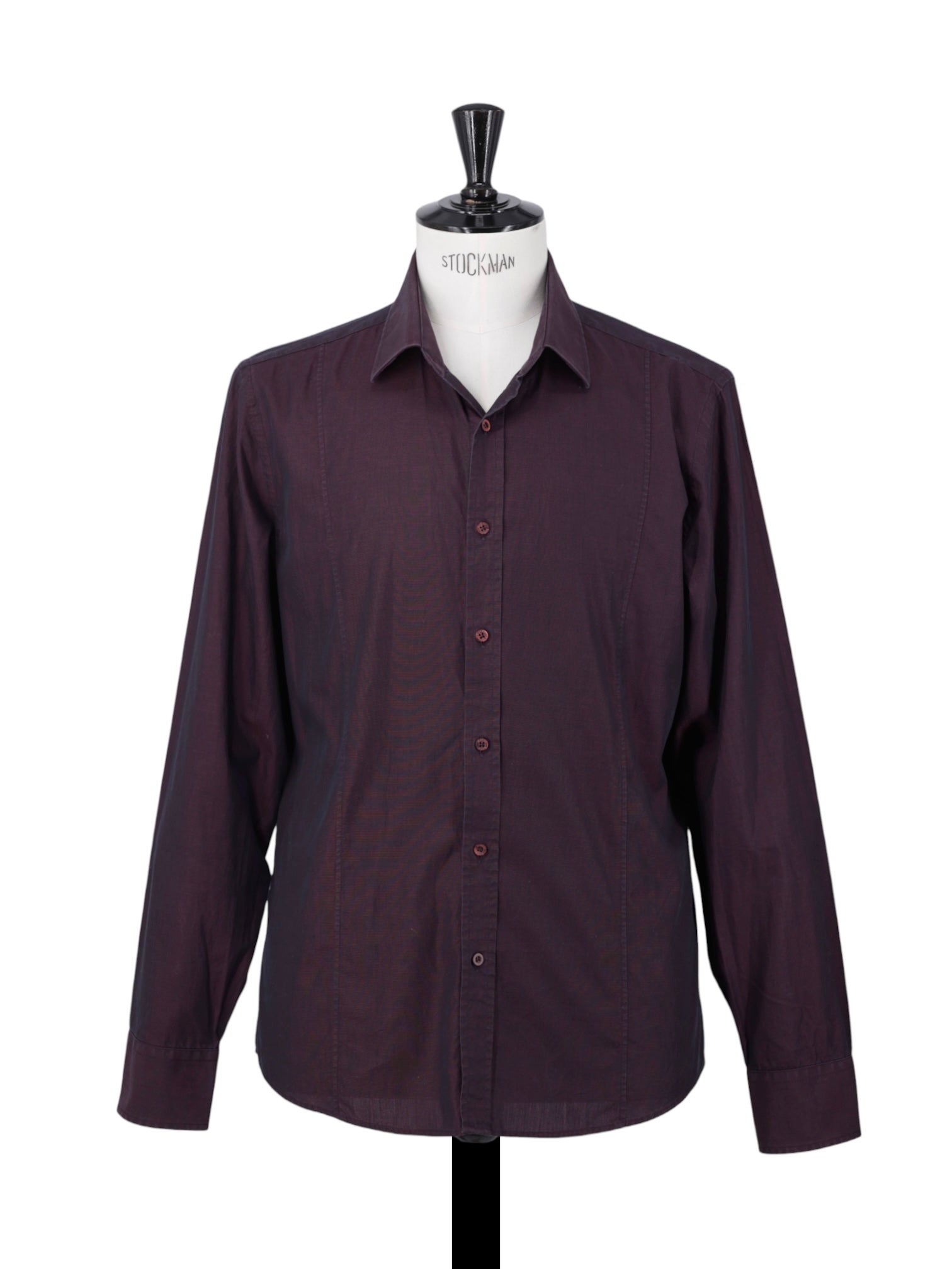 Gucci by Tom Ford Maroon Iridescent-Cotton Vintage Dress Shirt