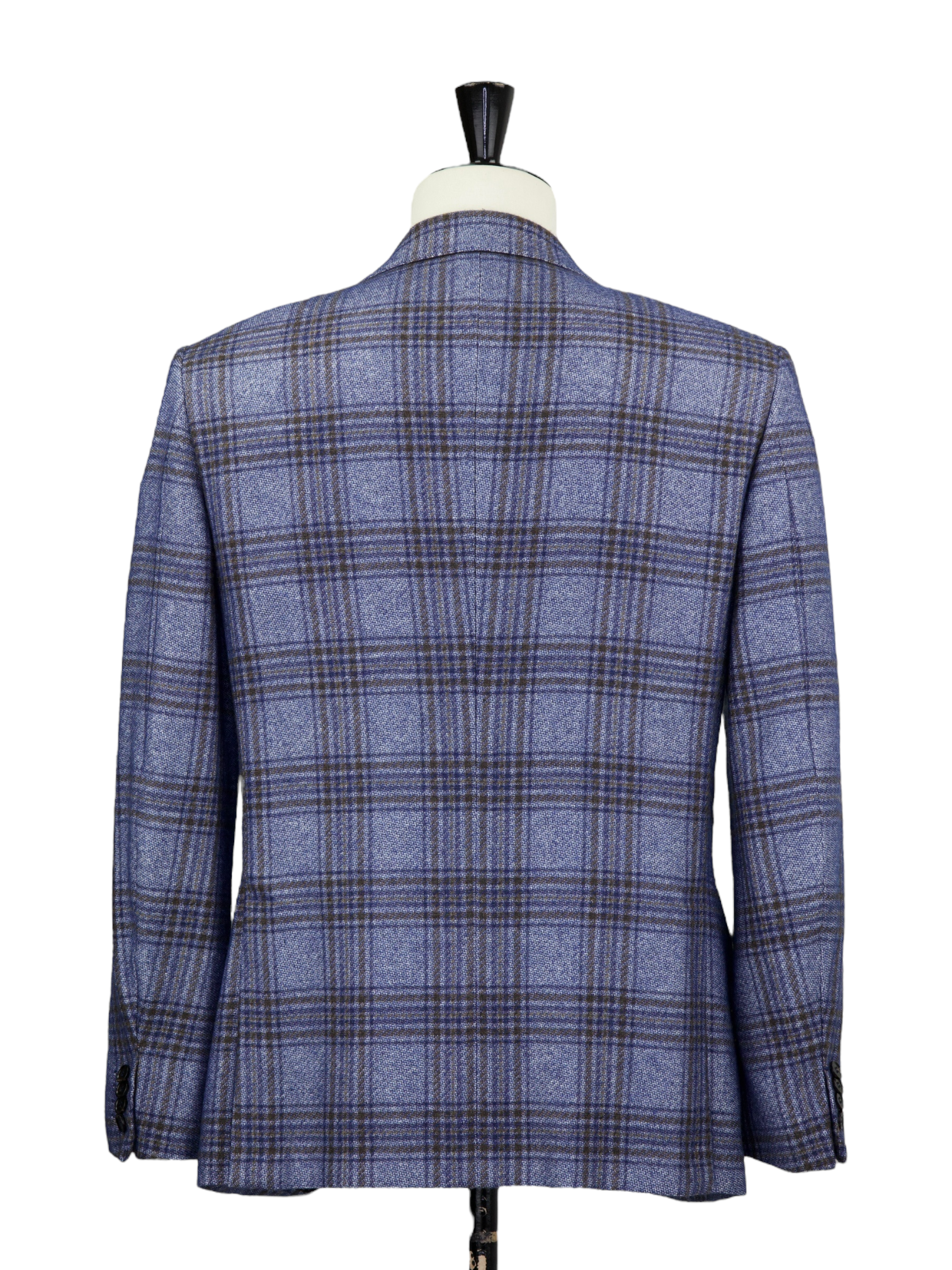 Ermenegildo Zegna Steel Blue Silk & Cashmere Glen Check Jacket