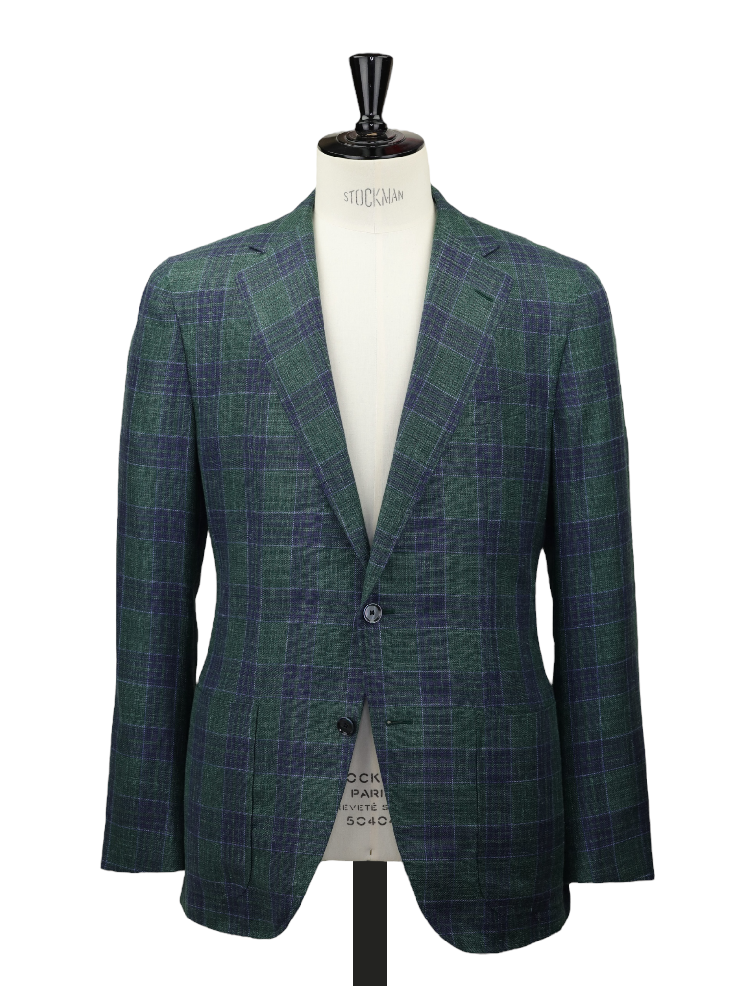 Caruso Bottle Green & Blue Wool, Silk & Linen "Summertime" Aida Jacket
