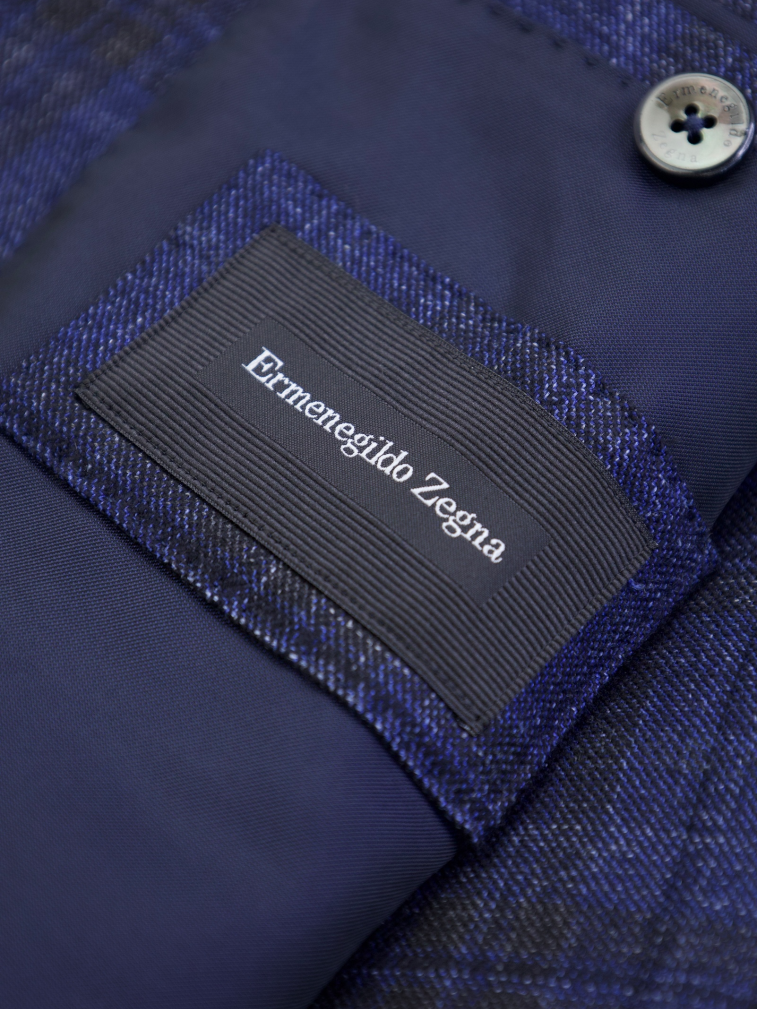 Ermenegildo Zegna Dark Indigo Blue Wool, Silk, Cashmere & Linen Glenplaid Jacket